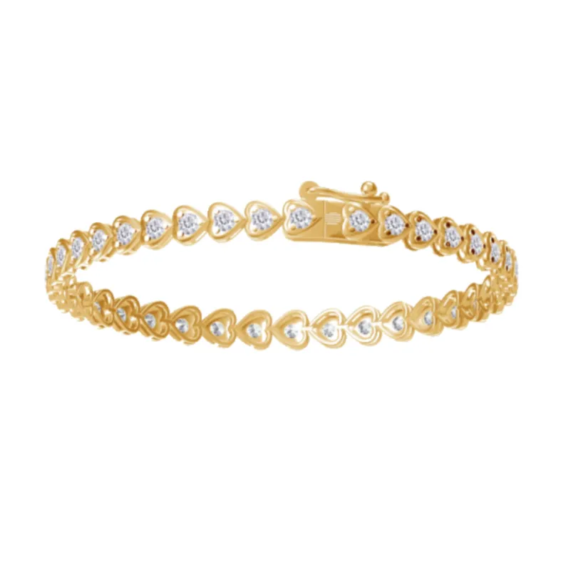 10K Bezel Heart Tennis Bracelet