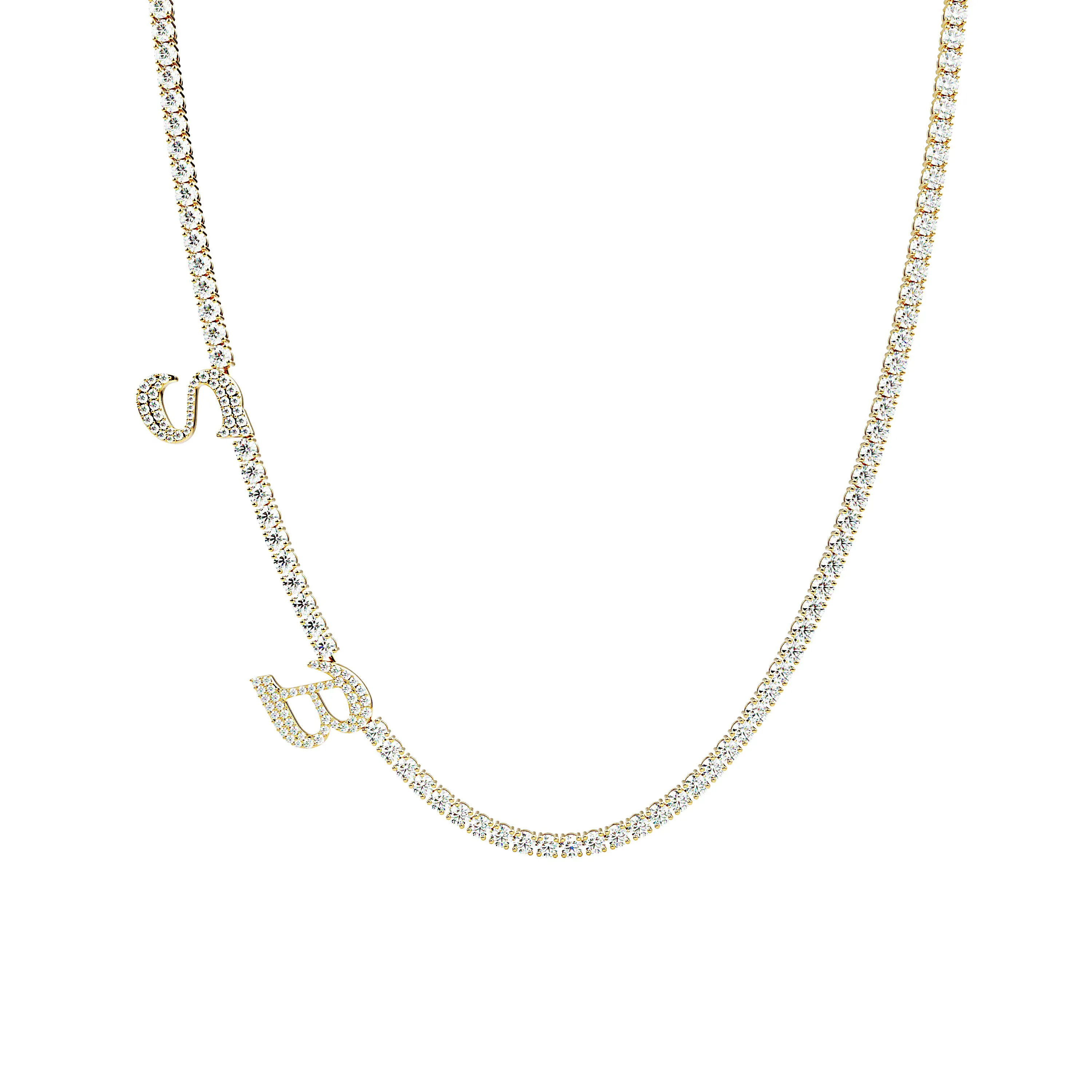 14K Groovy Italic Initial Tennis Necklace