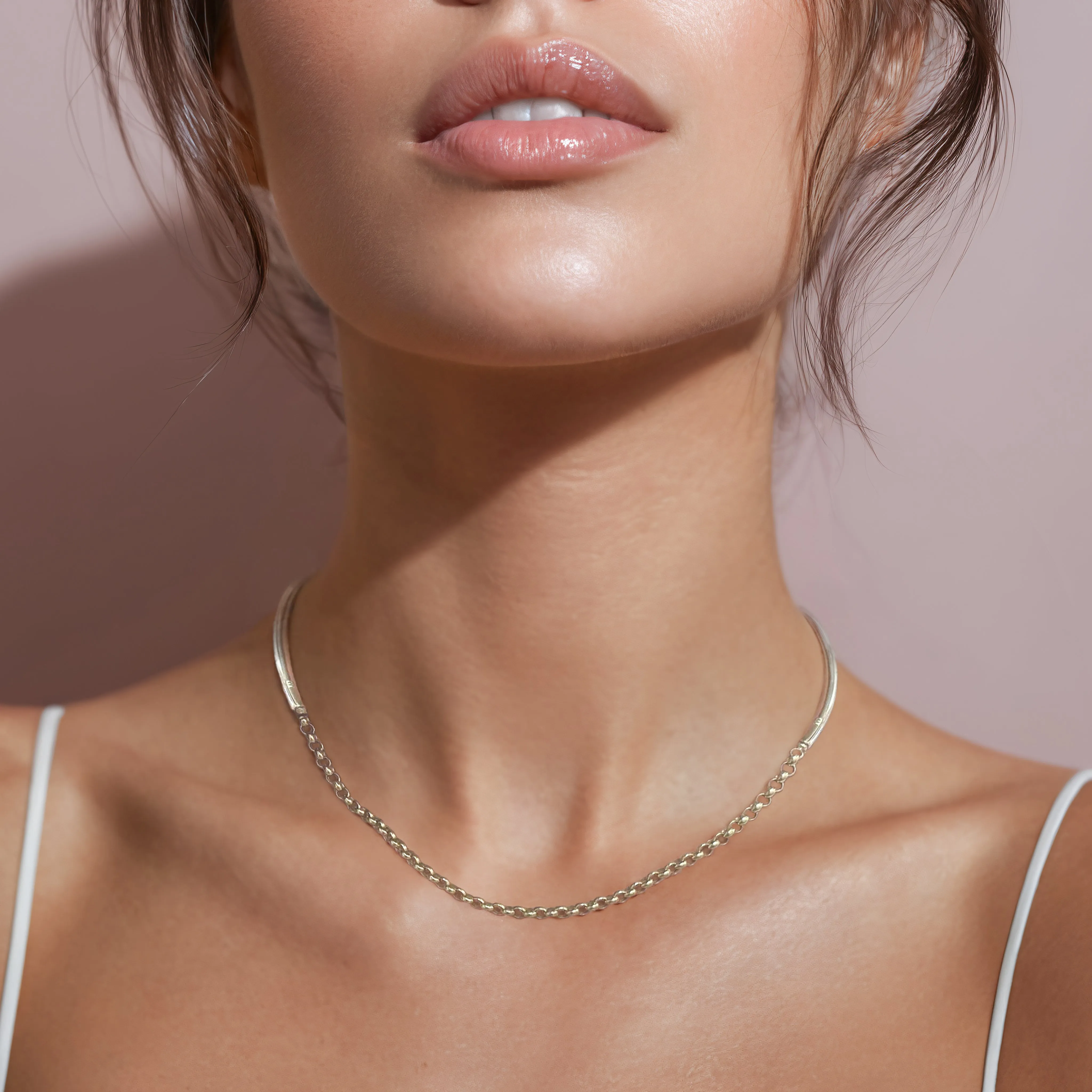 14K Half Torque and  Chain Necklace 