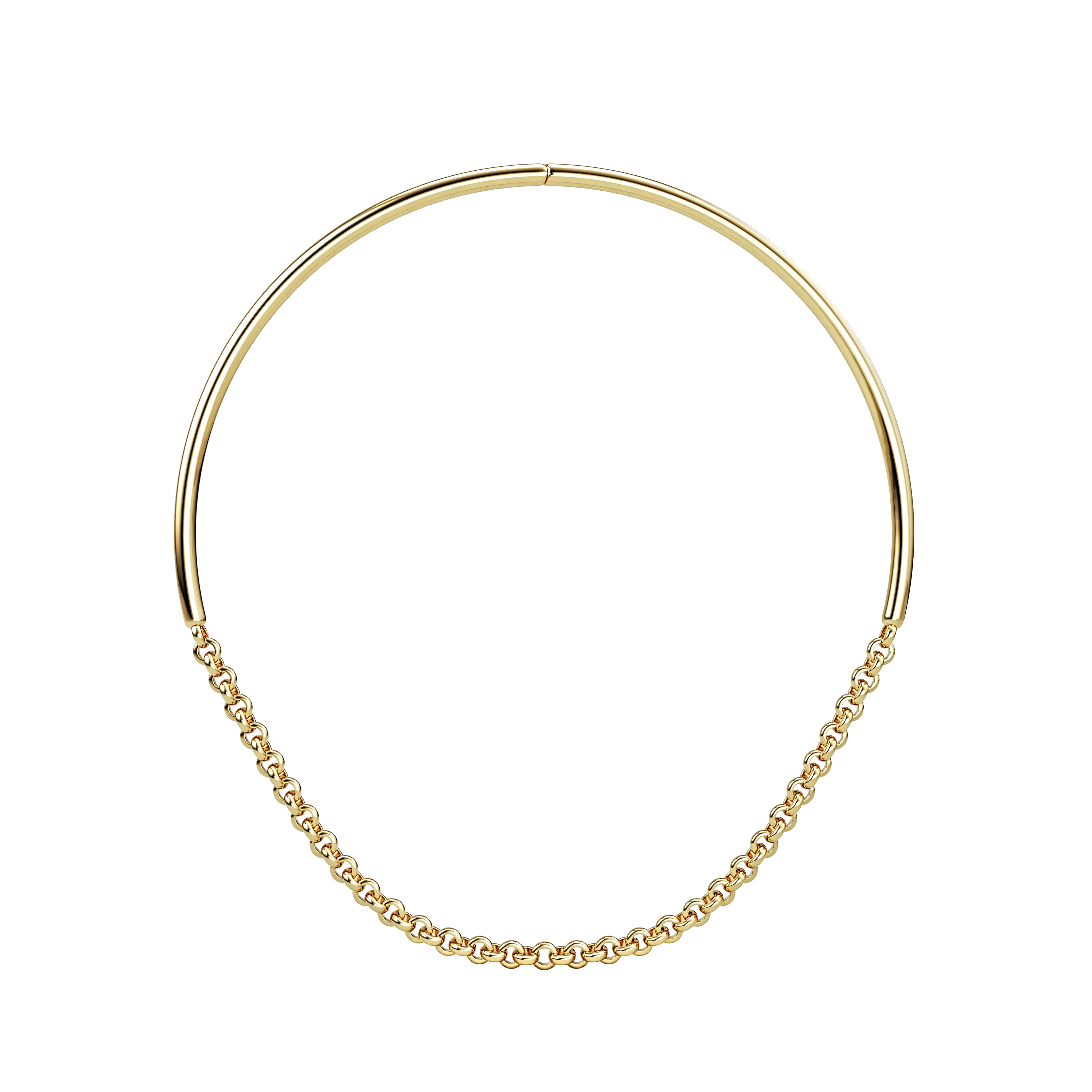 14K Half Torque and  Chain Necklace 