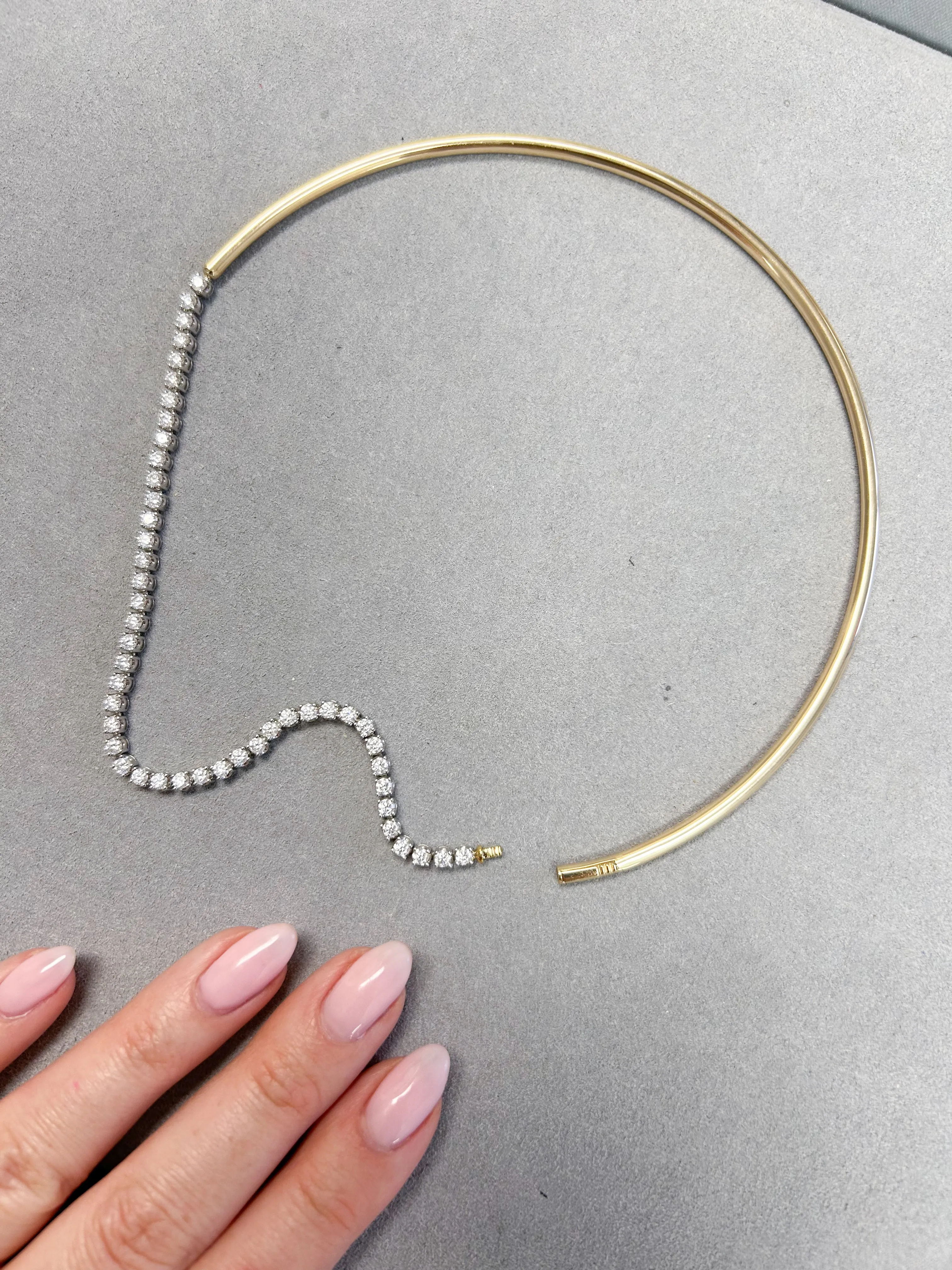 14K Half Torque and Moissanite Necklace 