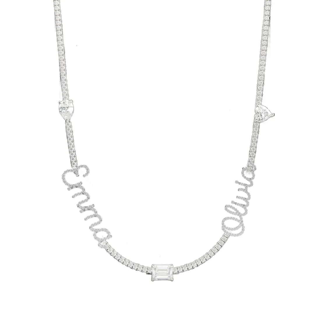 14K Multi Shape Personalized Tennis Necklace