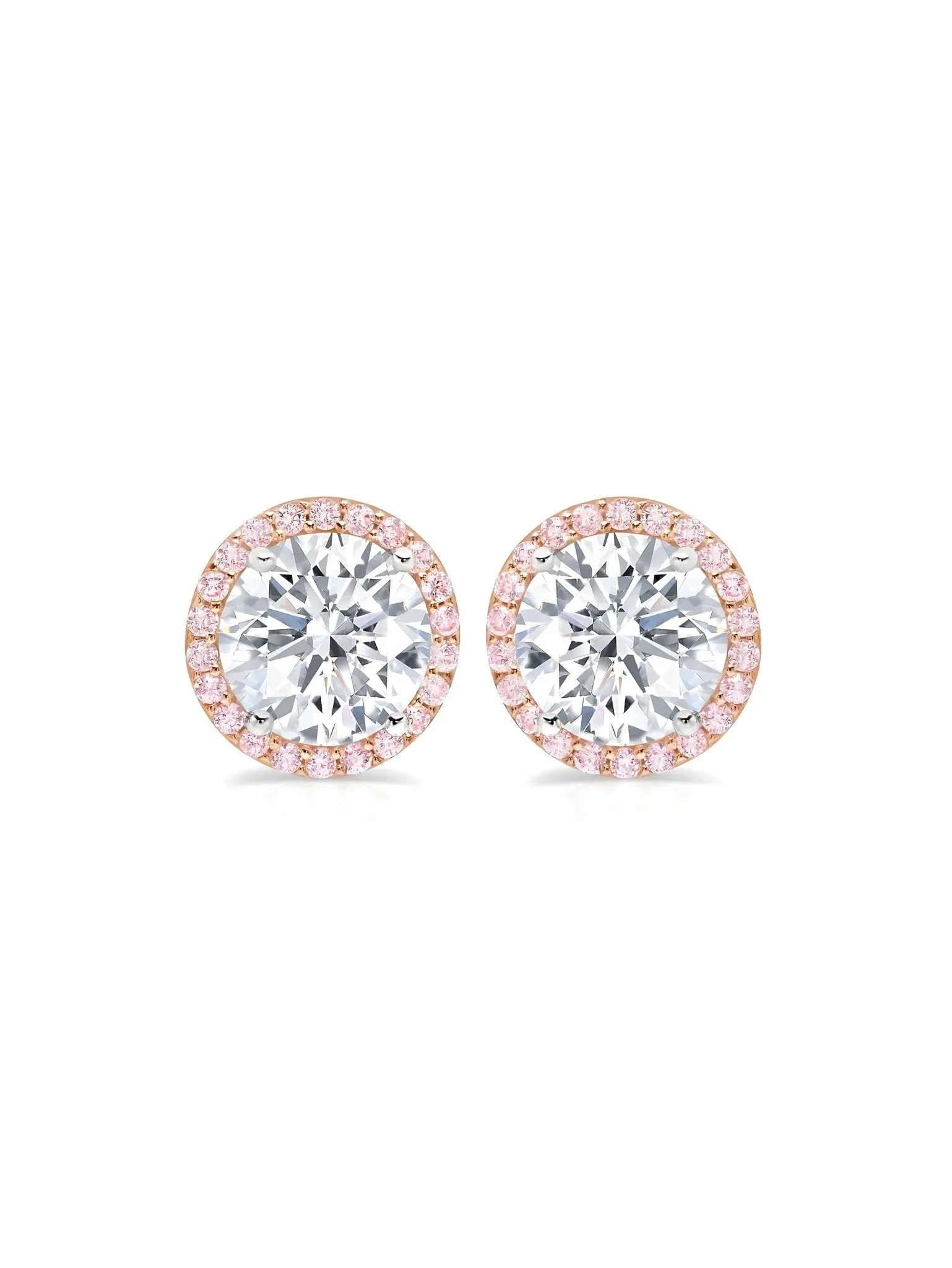 1ct Brilliant Cut Pink Halo Stud Earrings