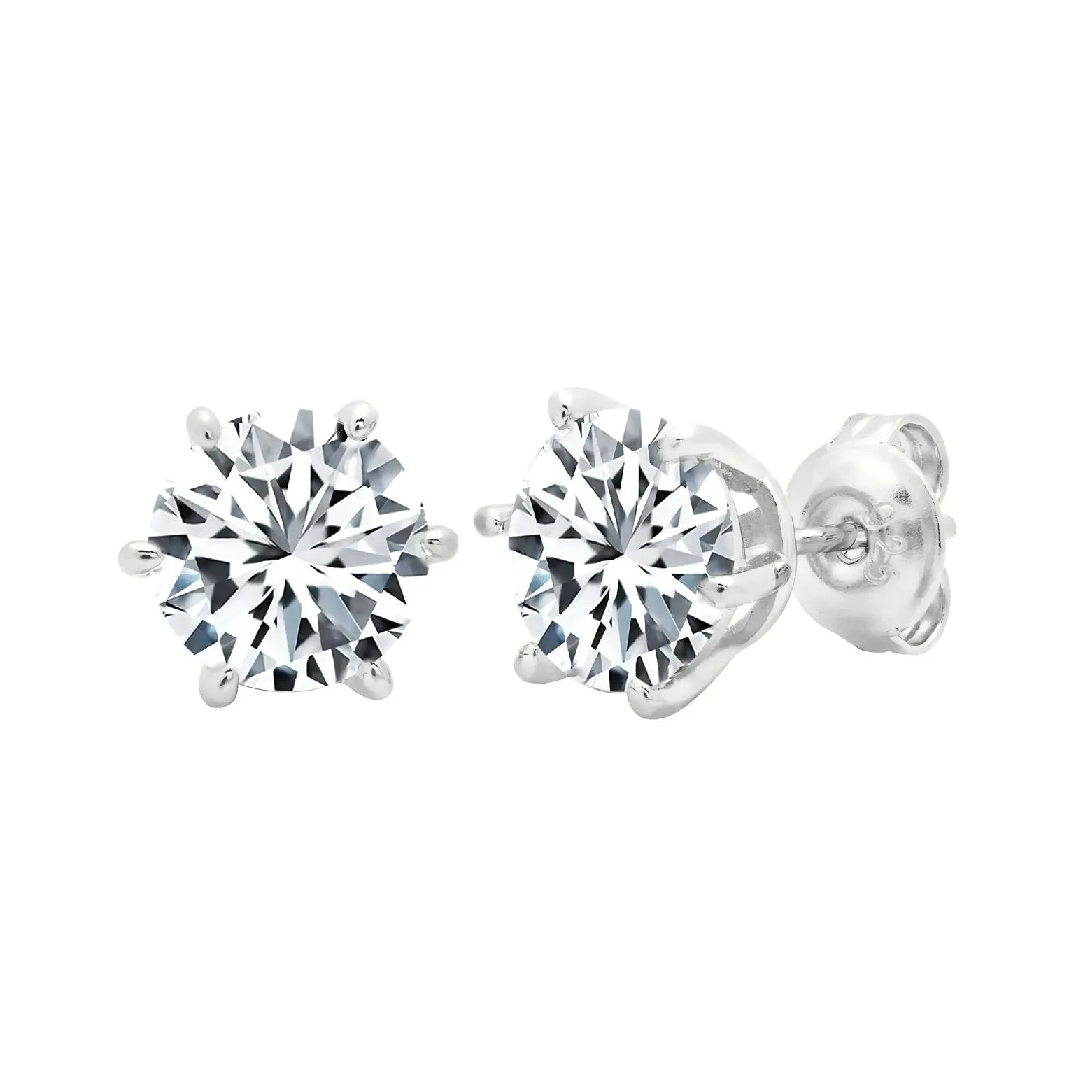 2ct 6 Prong Brilliant Stud Earrings in Platinum