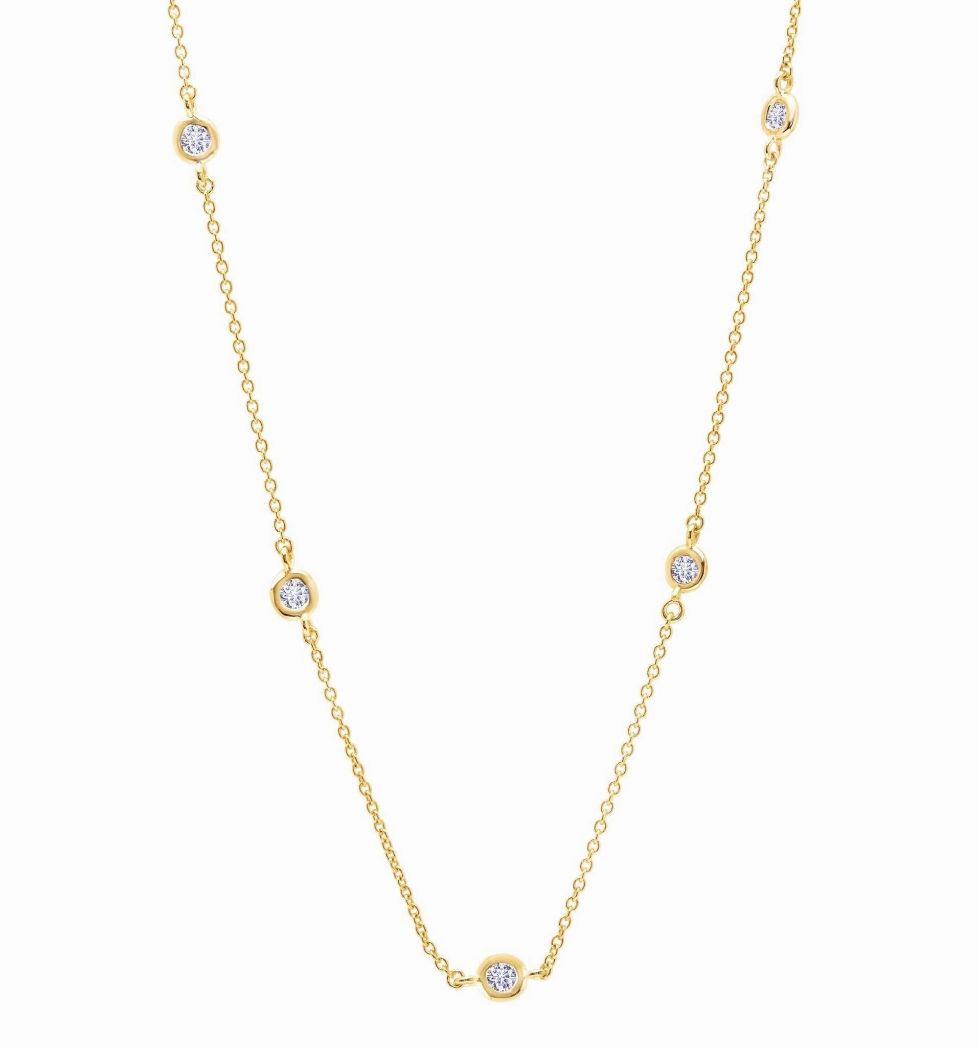 2mm 16" Station Necklace Finished in Gold
