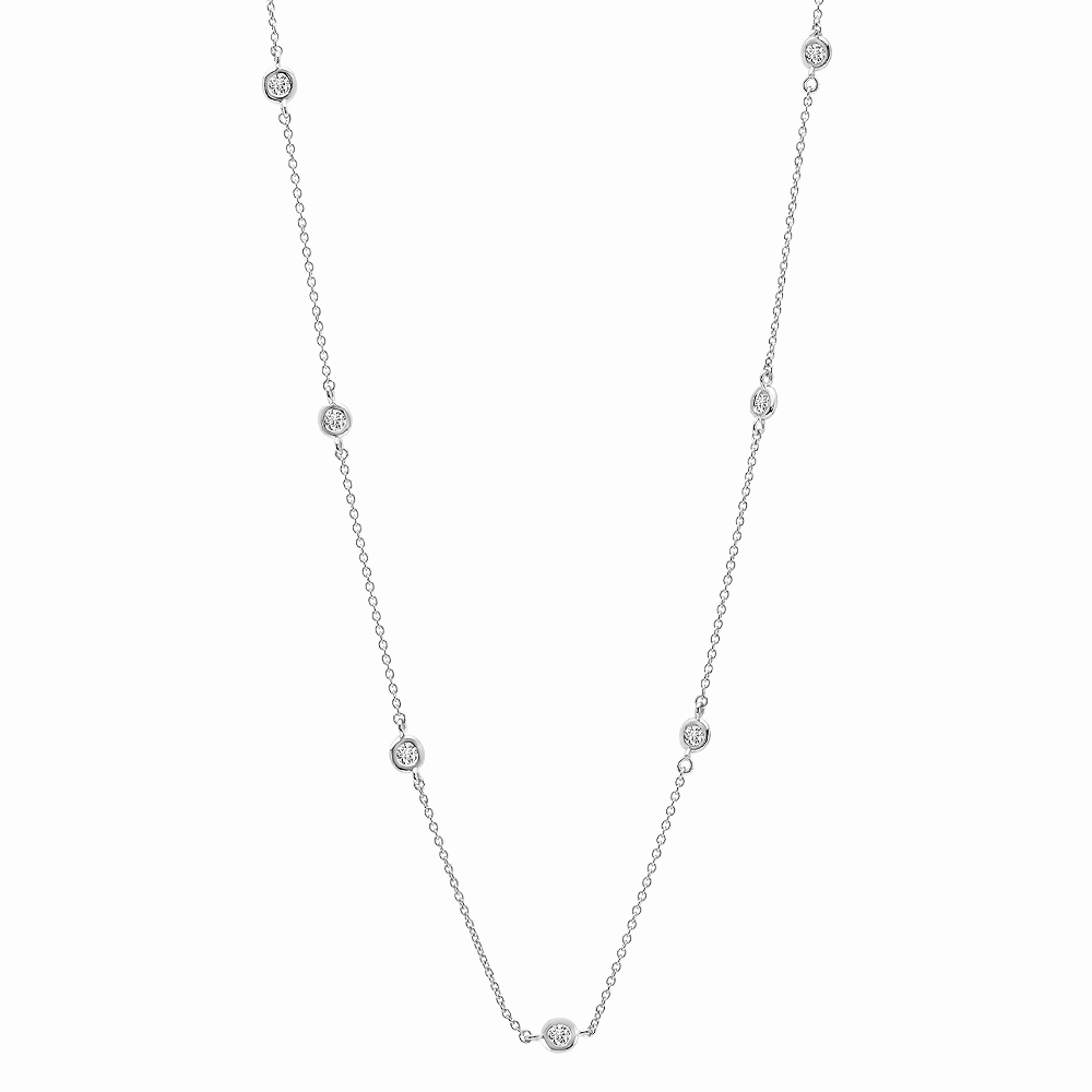 2mm 16" Station Necklace Finished in Platinum