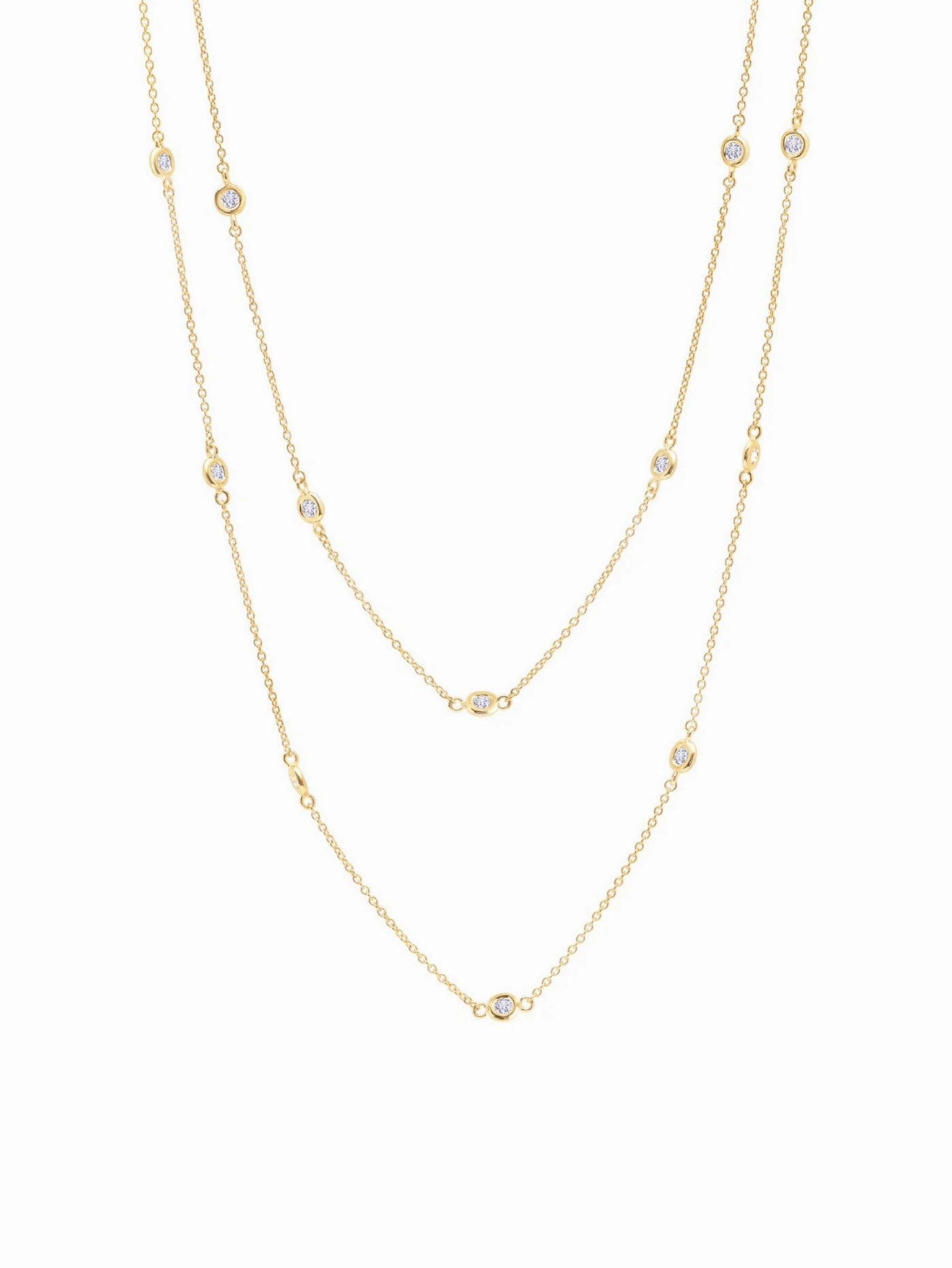 2mm 36" Station Necklace Finished in Gold