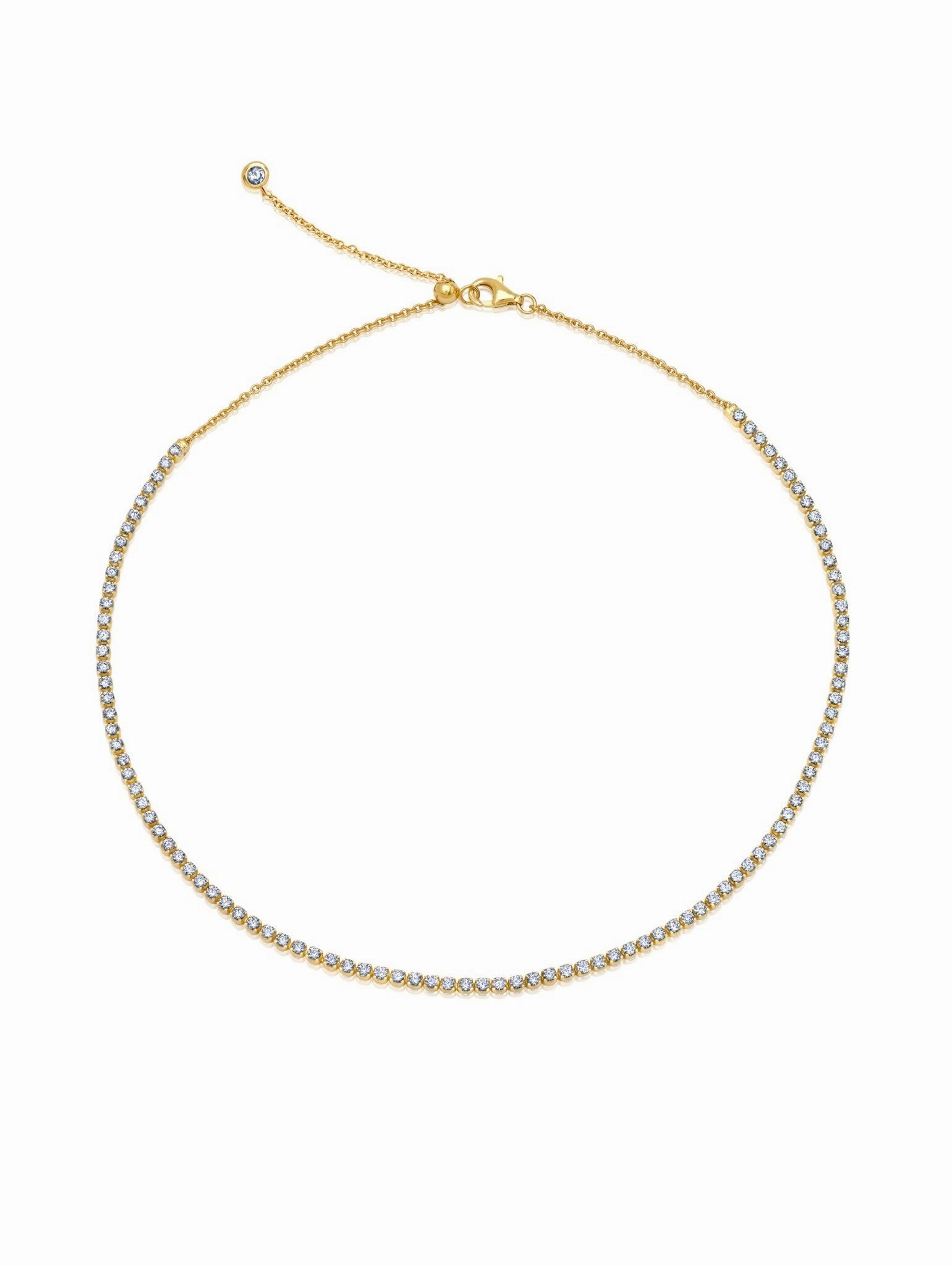2mm Adjustable Choker Tennis Necklace Finished in Gold