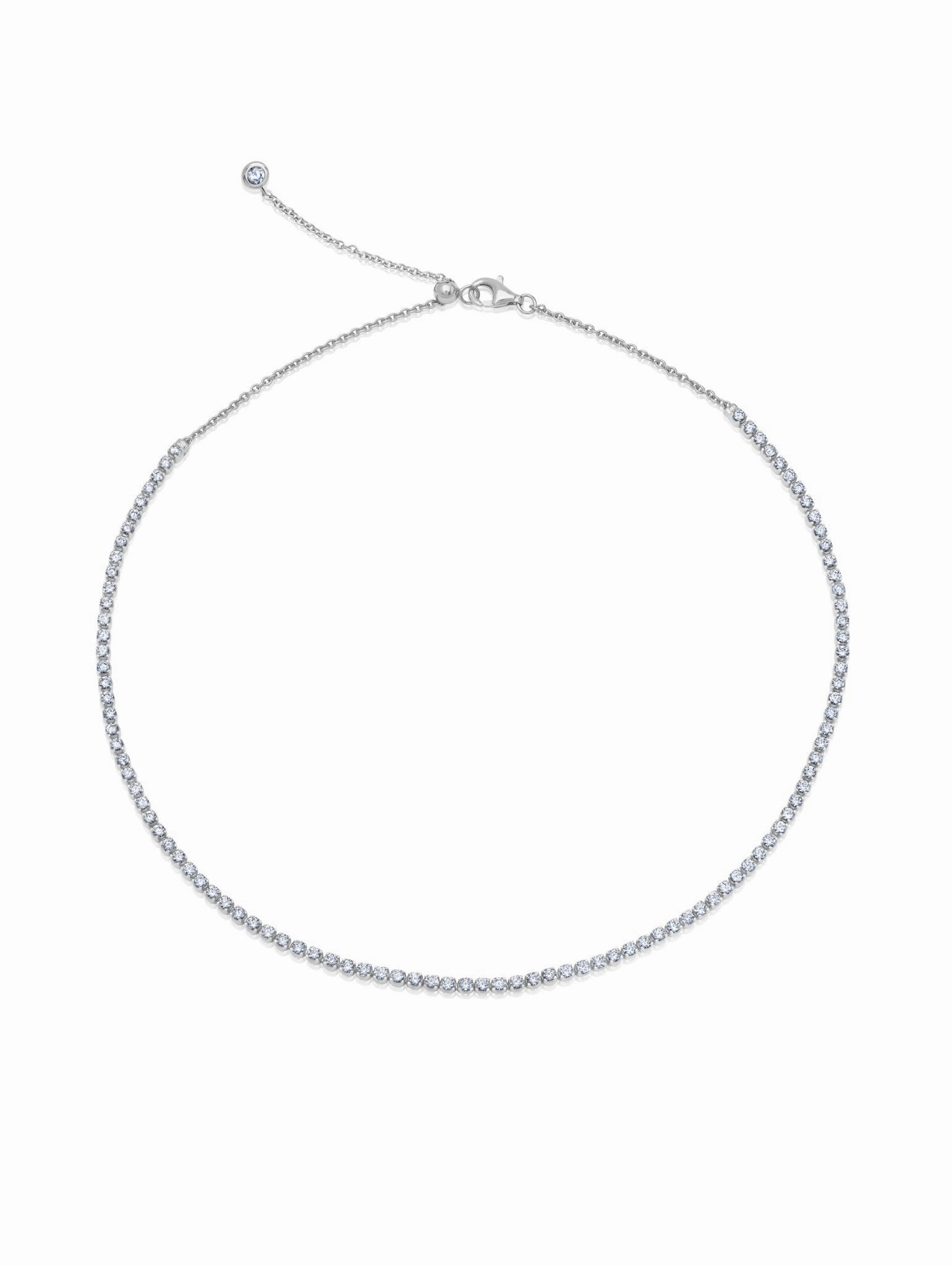 2mm Adjustable Choker Tennis Necklace Finished in Platinum