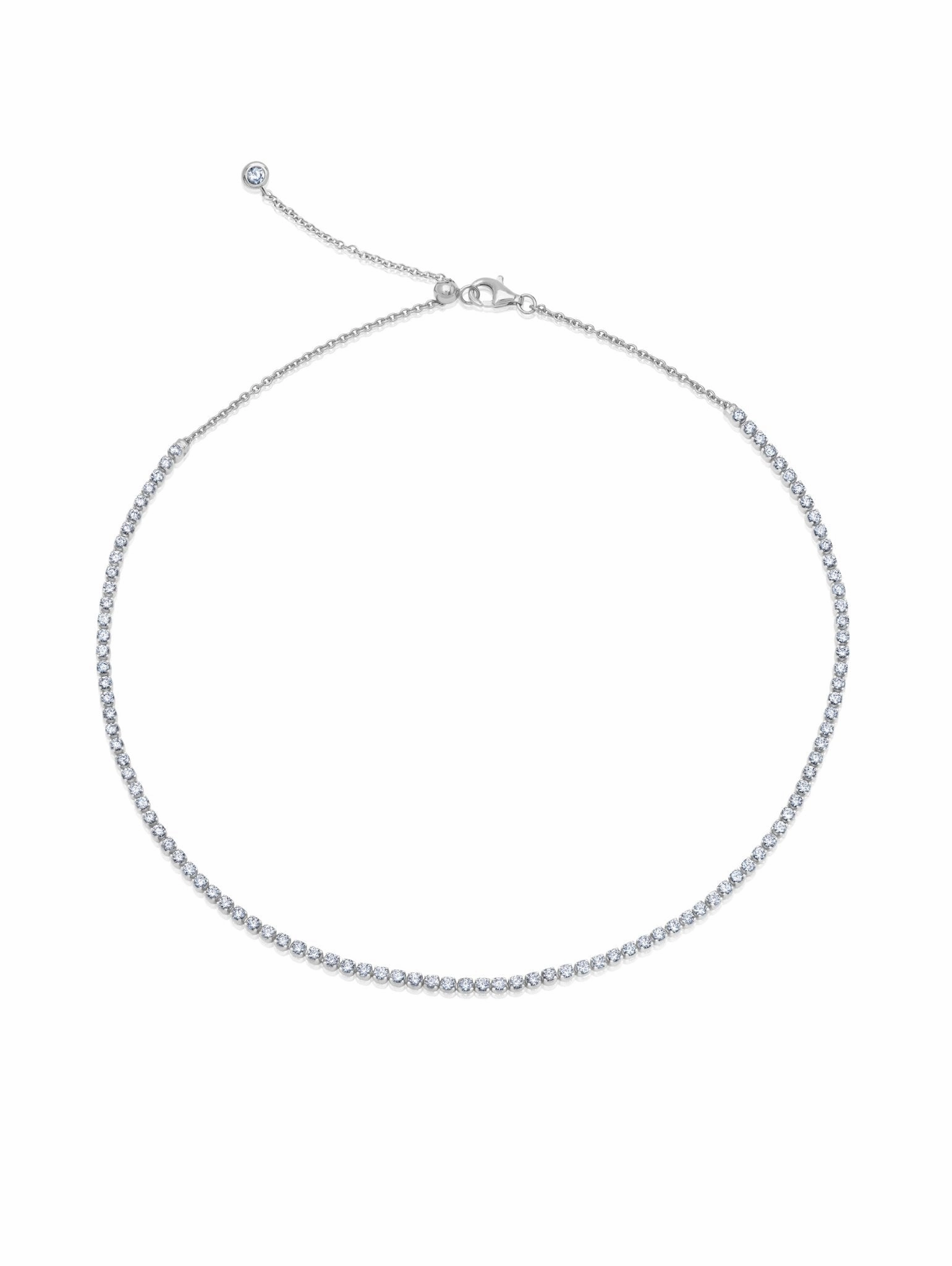 2mm Adjustable Choker Tennis Necklace Finished in Platinum