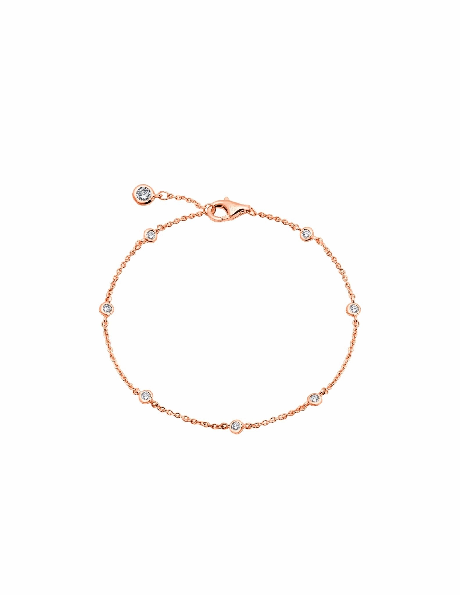 2mm Bezel Station Anklet Finished in Rose Gold