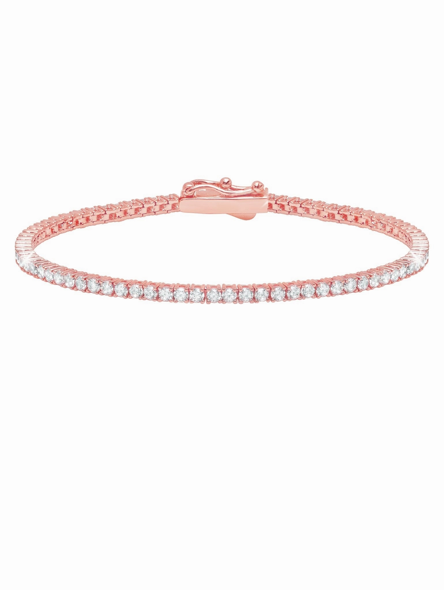 2mm Small Brilliant Tennis Bracelet in Rose Gold