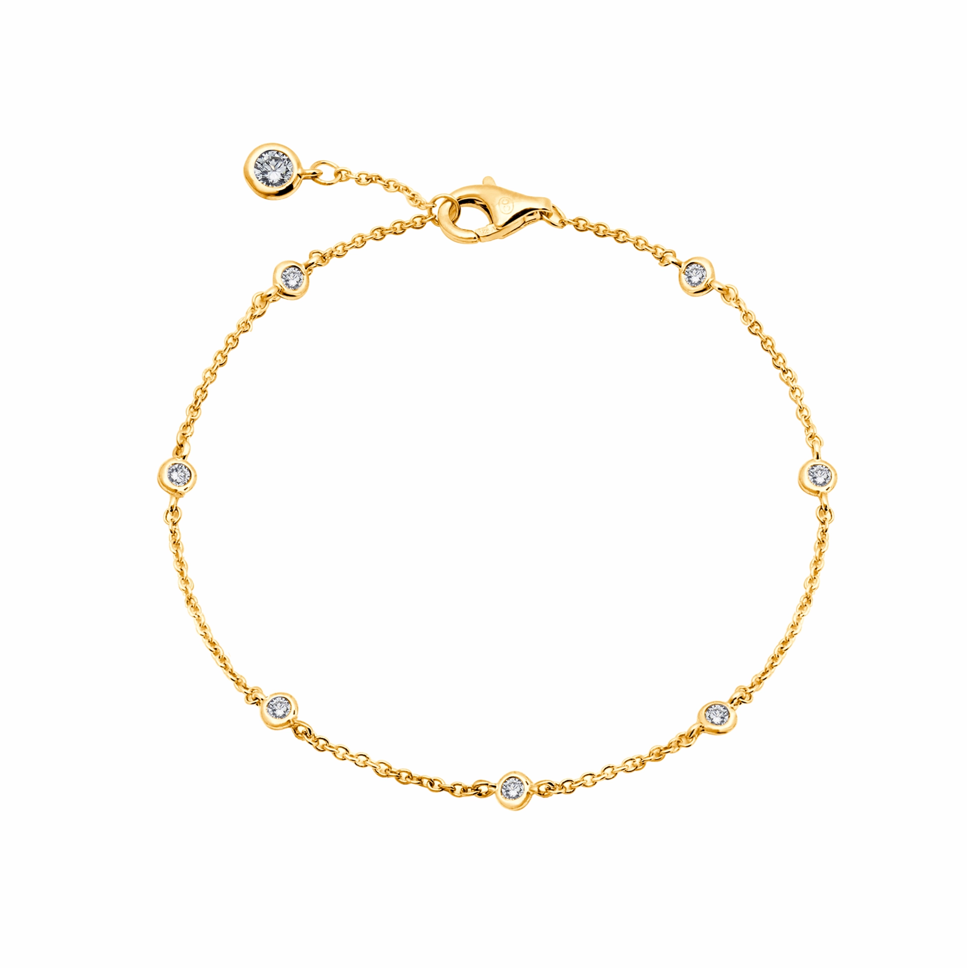2mm Station Anklet Finished in Gold