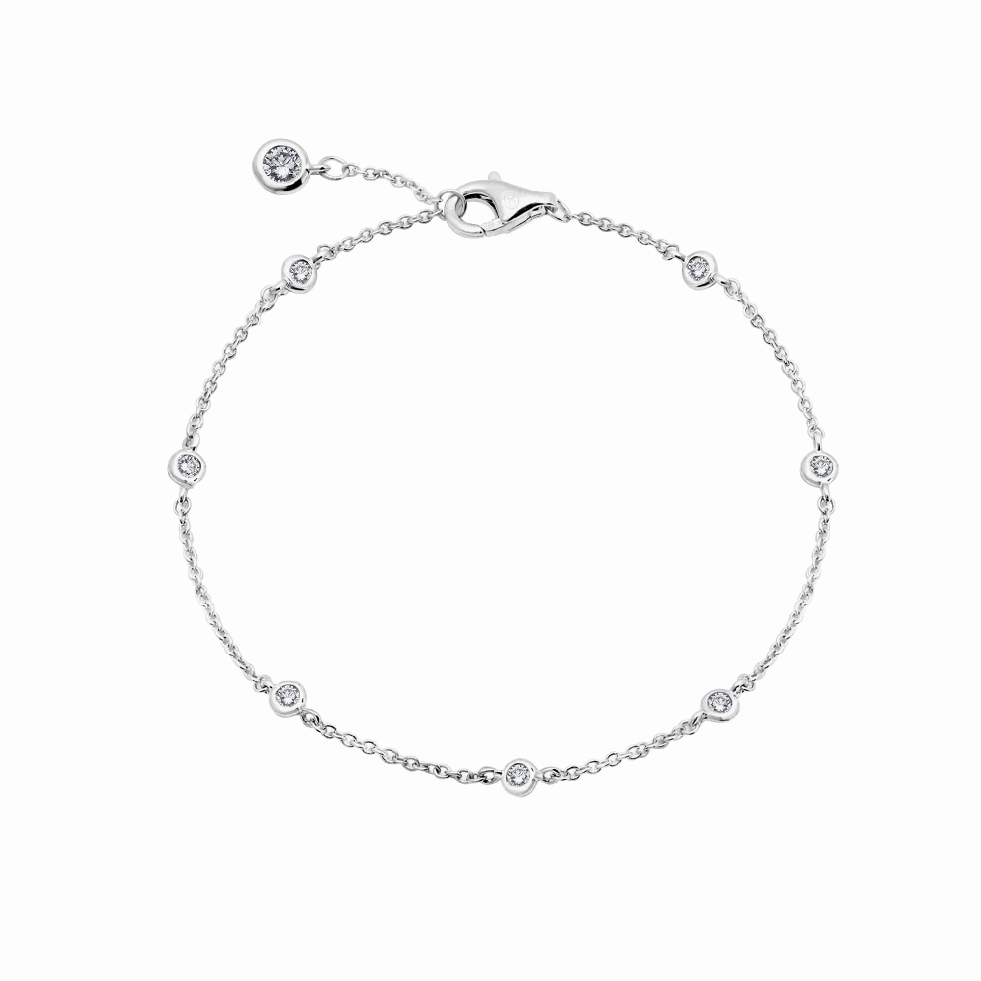 2mm Station Anklet Finished in Platinum