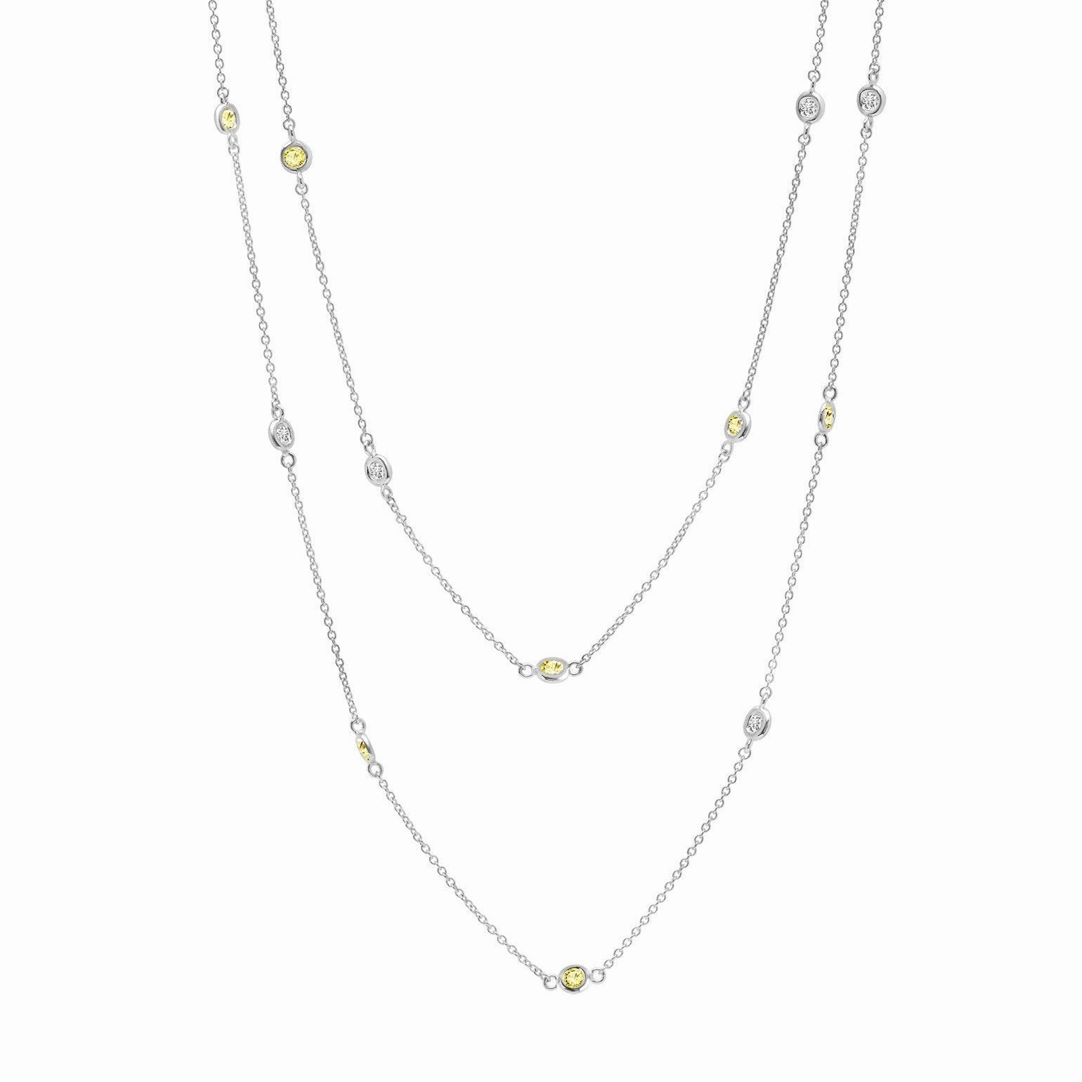 36" Canary Station Necklace Finished in Platinum