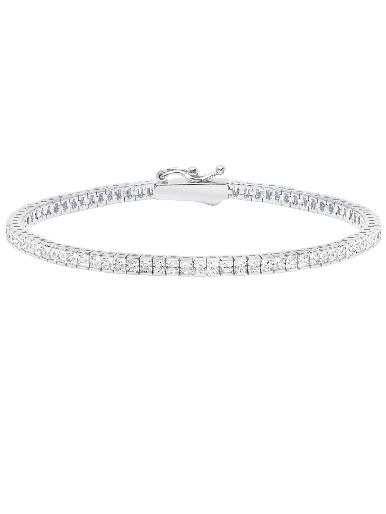 3mm Small Princess Tennis Bracelet in Platinum