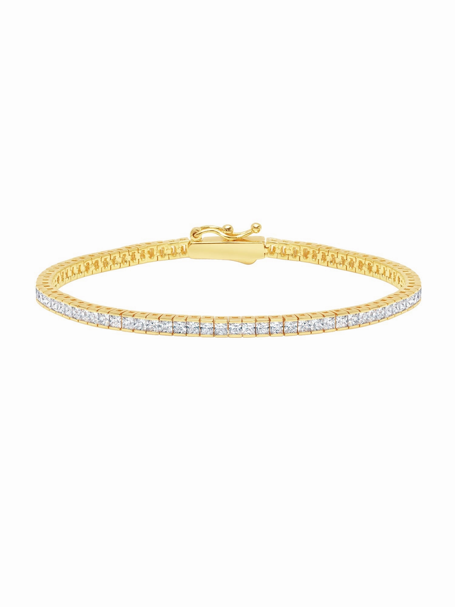 3mm Princess Tennis Bracelet Finished in Gold