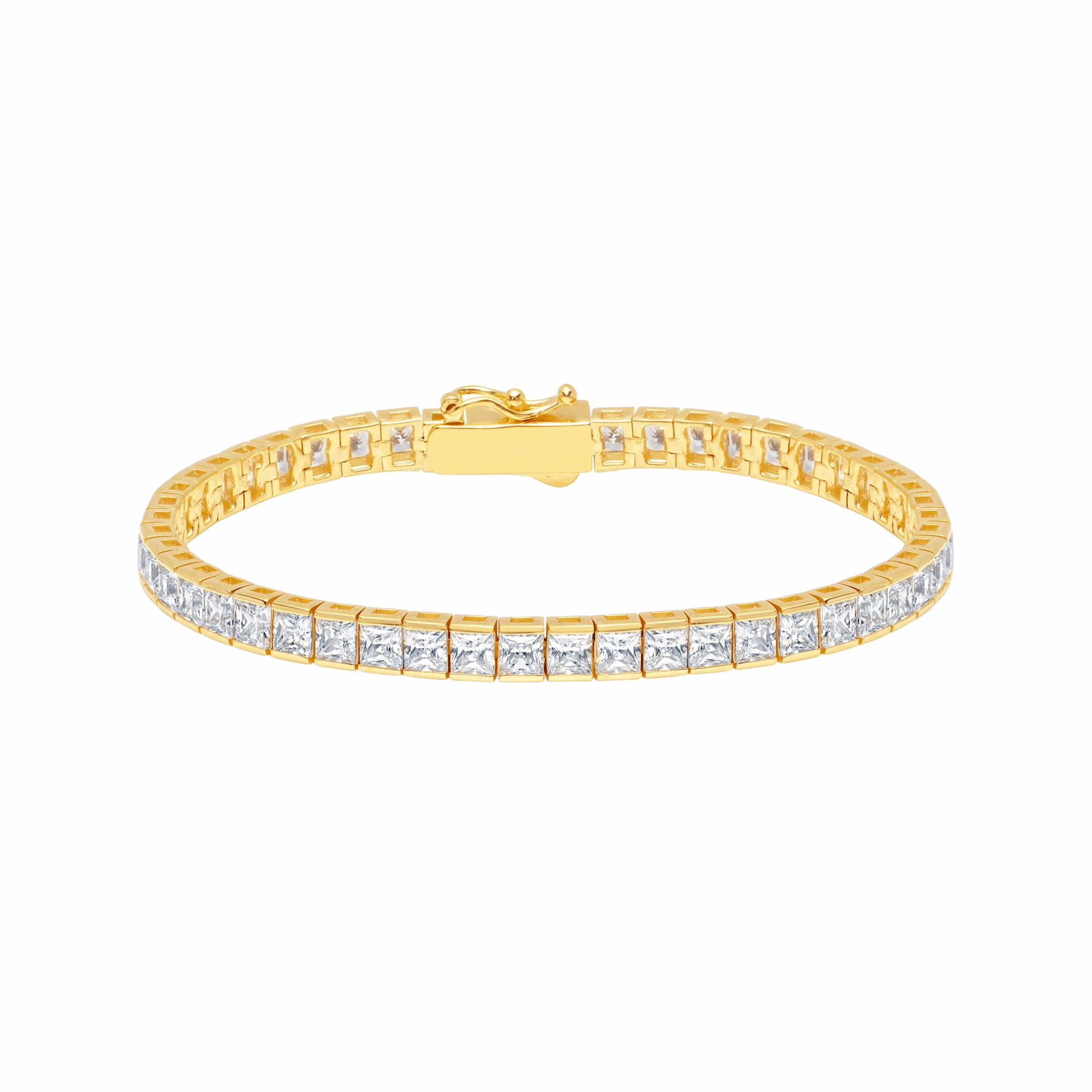 4.5mm Princess Tennis Bracelet Finished in Gold