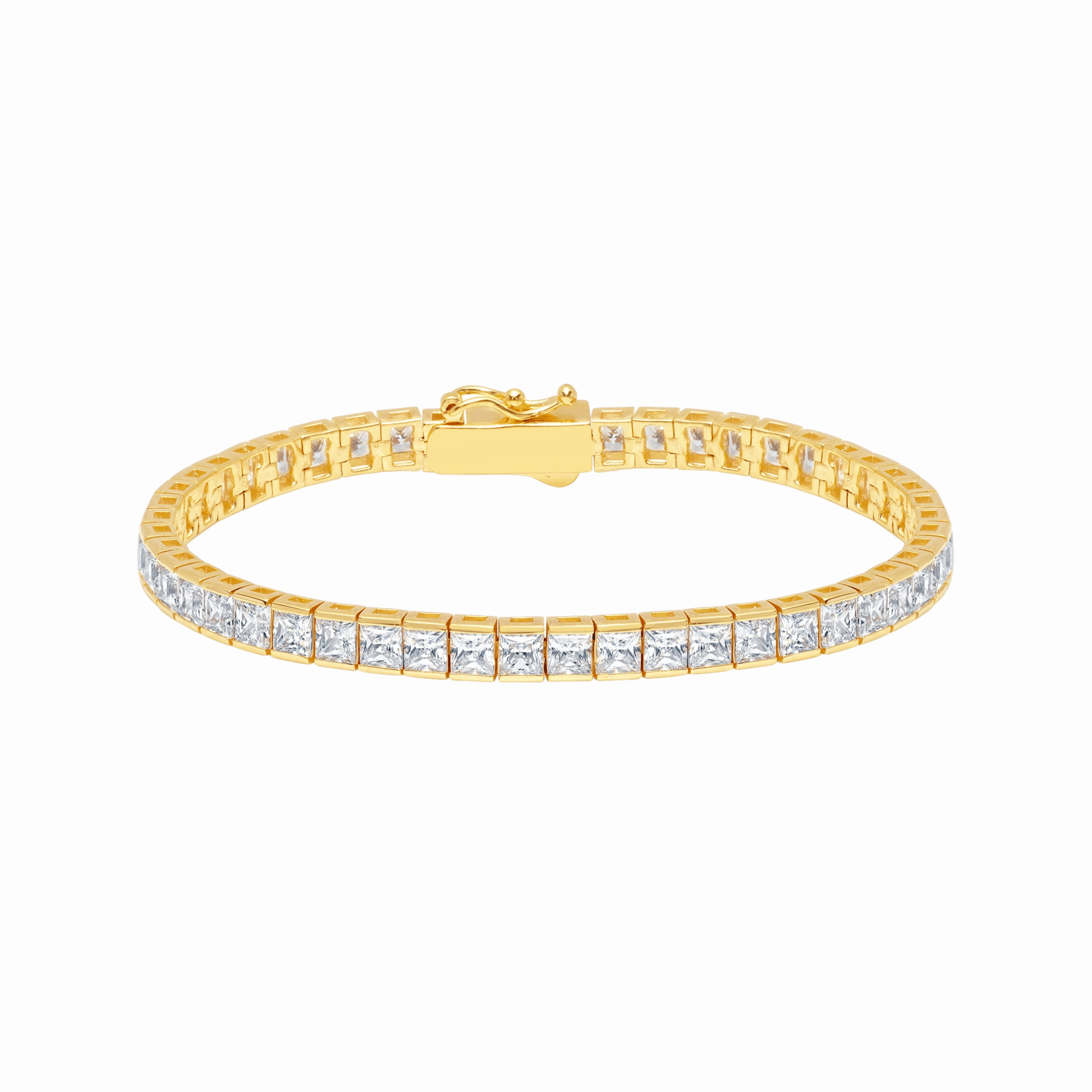 4.5mm Princess Tennis Bracelet Finished in Gold