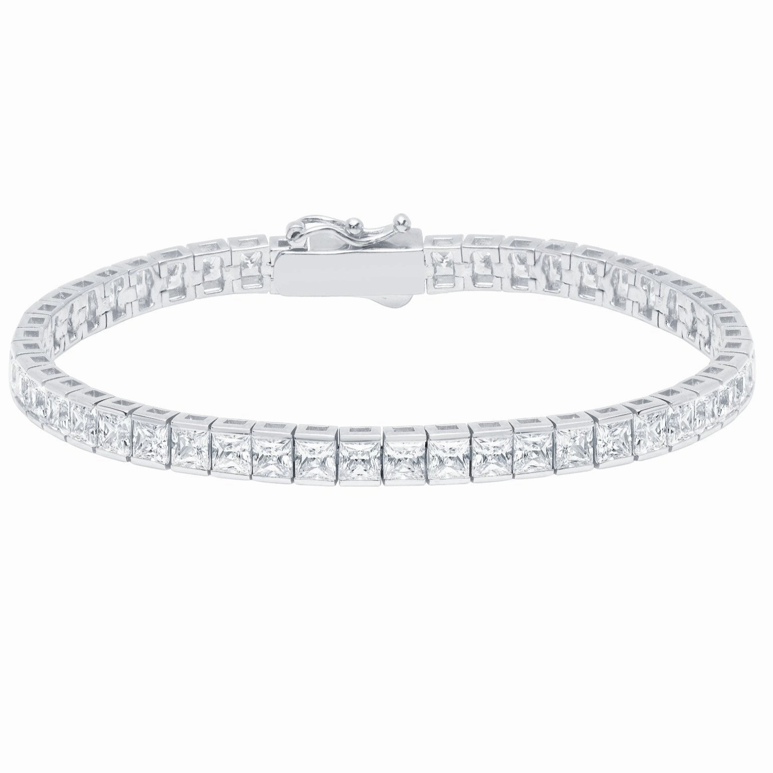 4.5mm Princess Tennis Bracelet Finished in Platinum