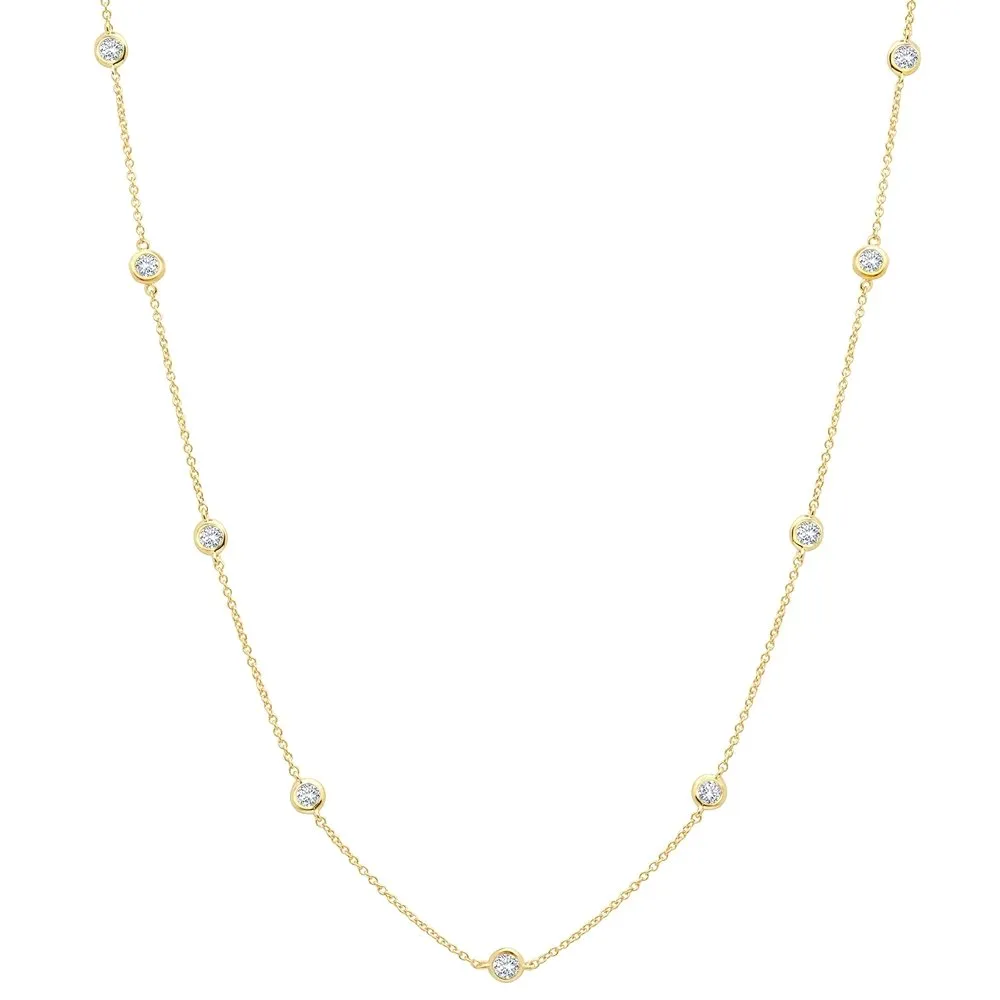 4mm 16" Station Necklace Finished in Gold