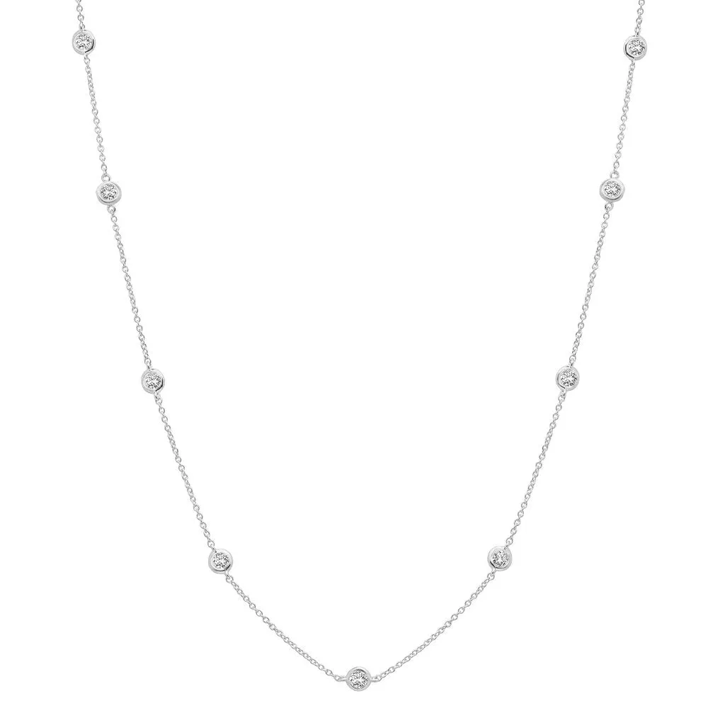 4mm 16" Station Necklace Finished in Platinum