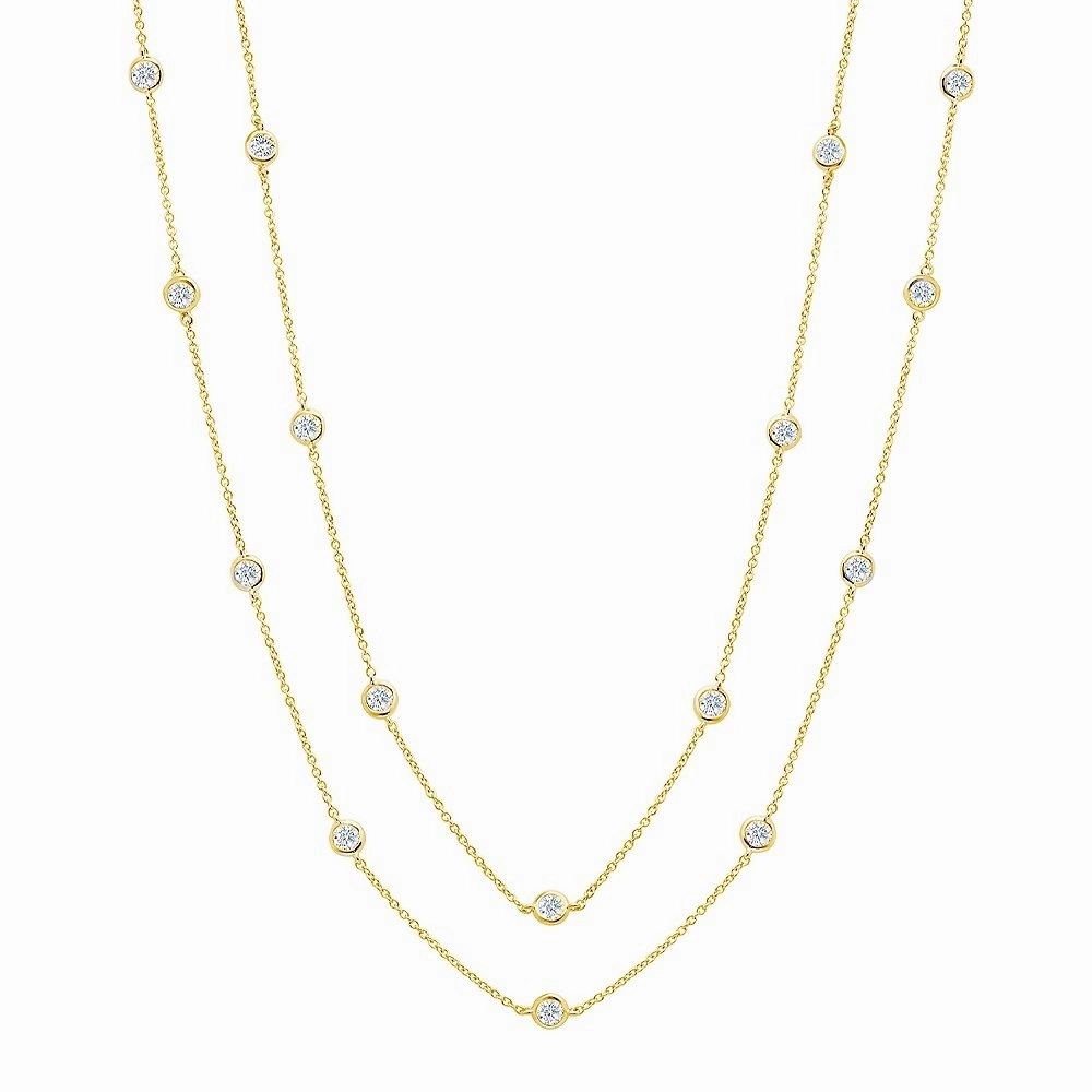 4mm 36" Station Necklace Finished in Gold