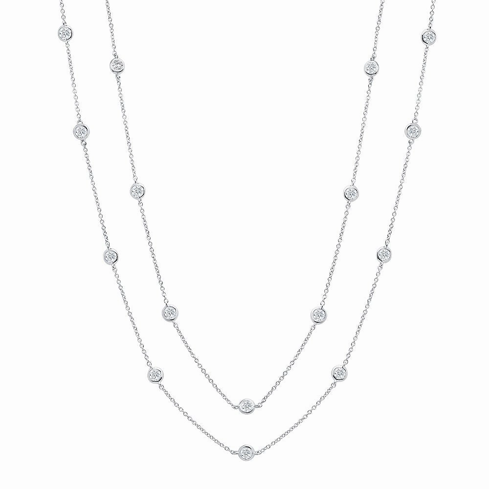 4mm 36" Station Necklace Finished in Platinum