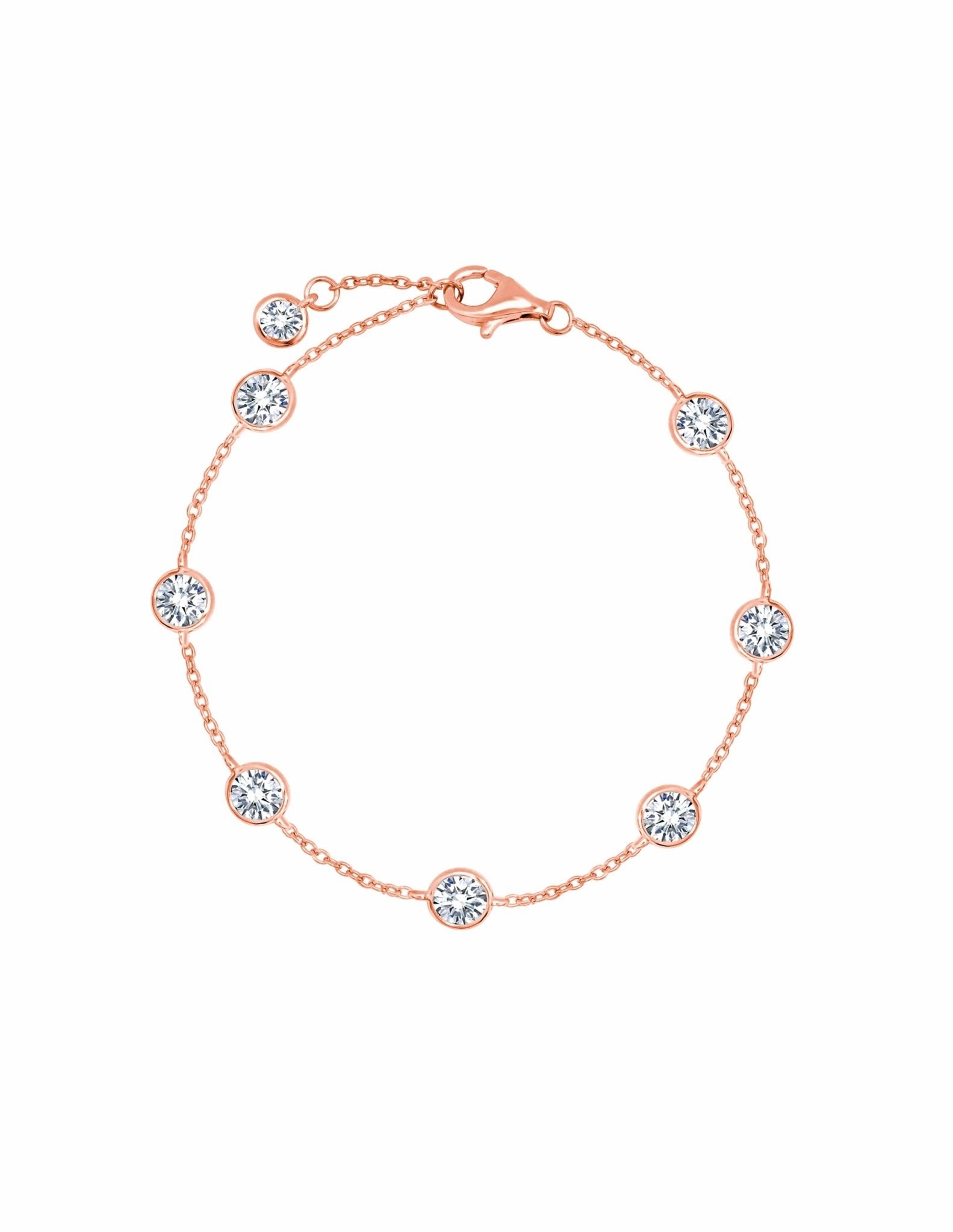 4mm Bezel Station Anklet Finished in Rose Gold