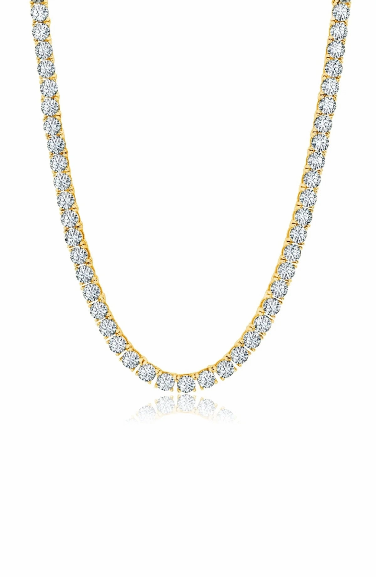 4mm Mens Brilliant Tennis Necklace Finished in Gold