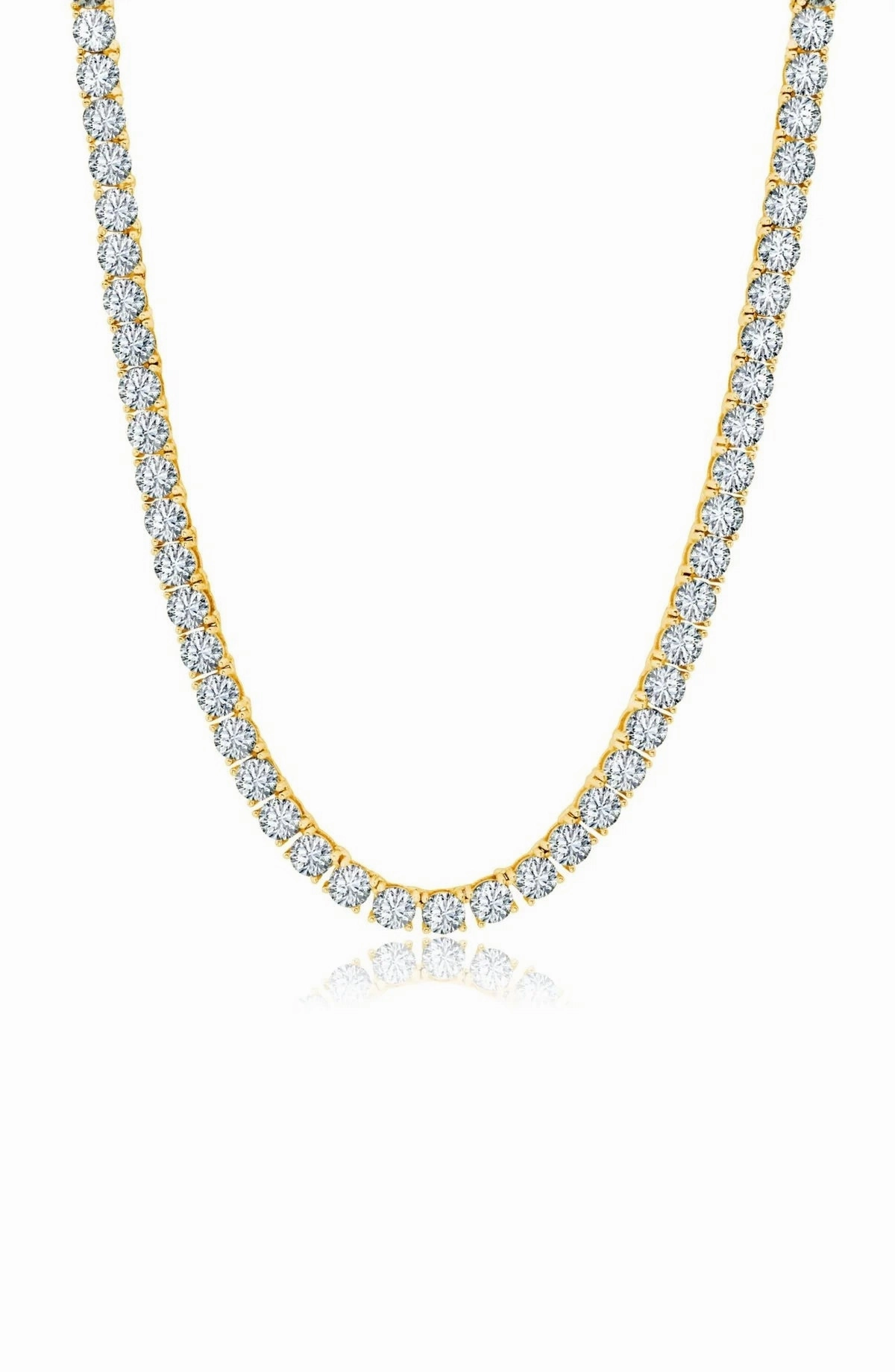 4mm Mens Brilliant Tennis Necklace Finished in Gold