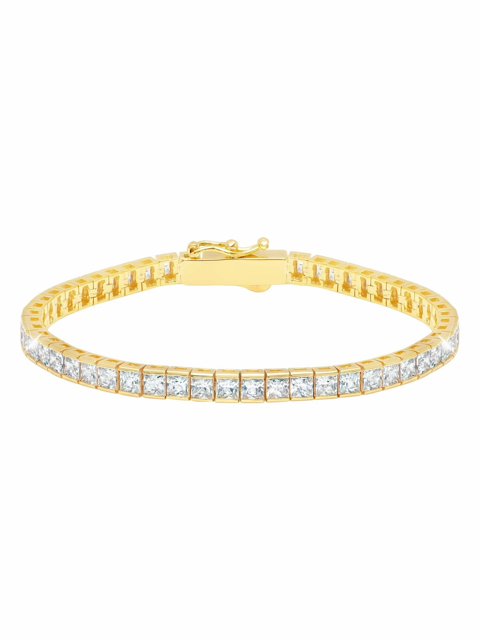 4mm Princess Tennis Bracelet Finished in Gold