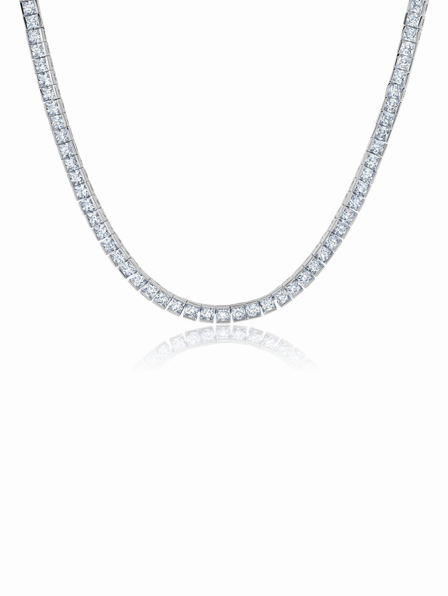 4mm Princess Tennis Necklace Finished in Pure Platinum