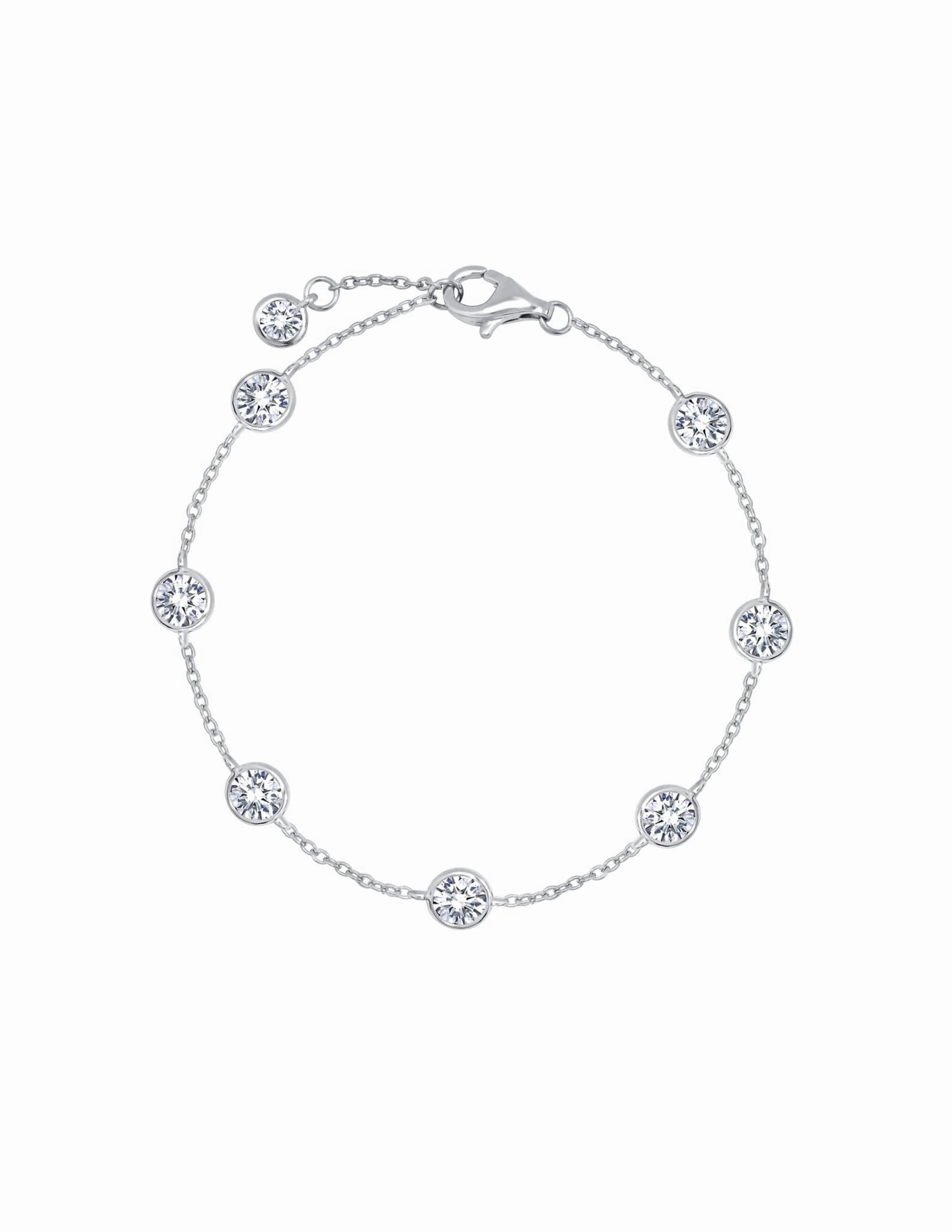 4mm Station Anklet Finished in Platinum