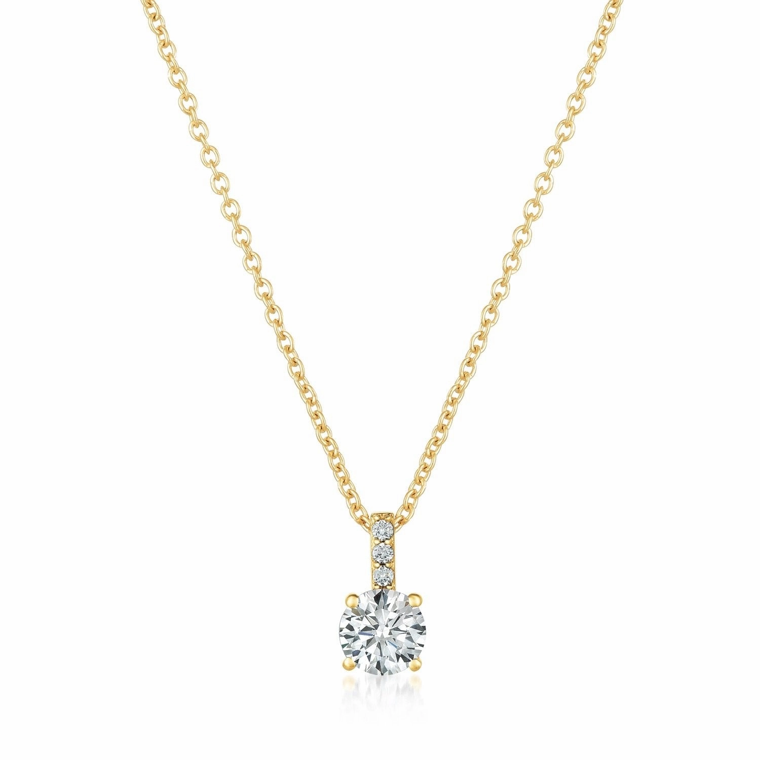 Accented 1ct Brilliant Pendant Finished in Gold
