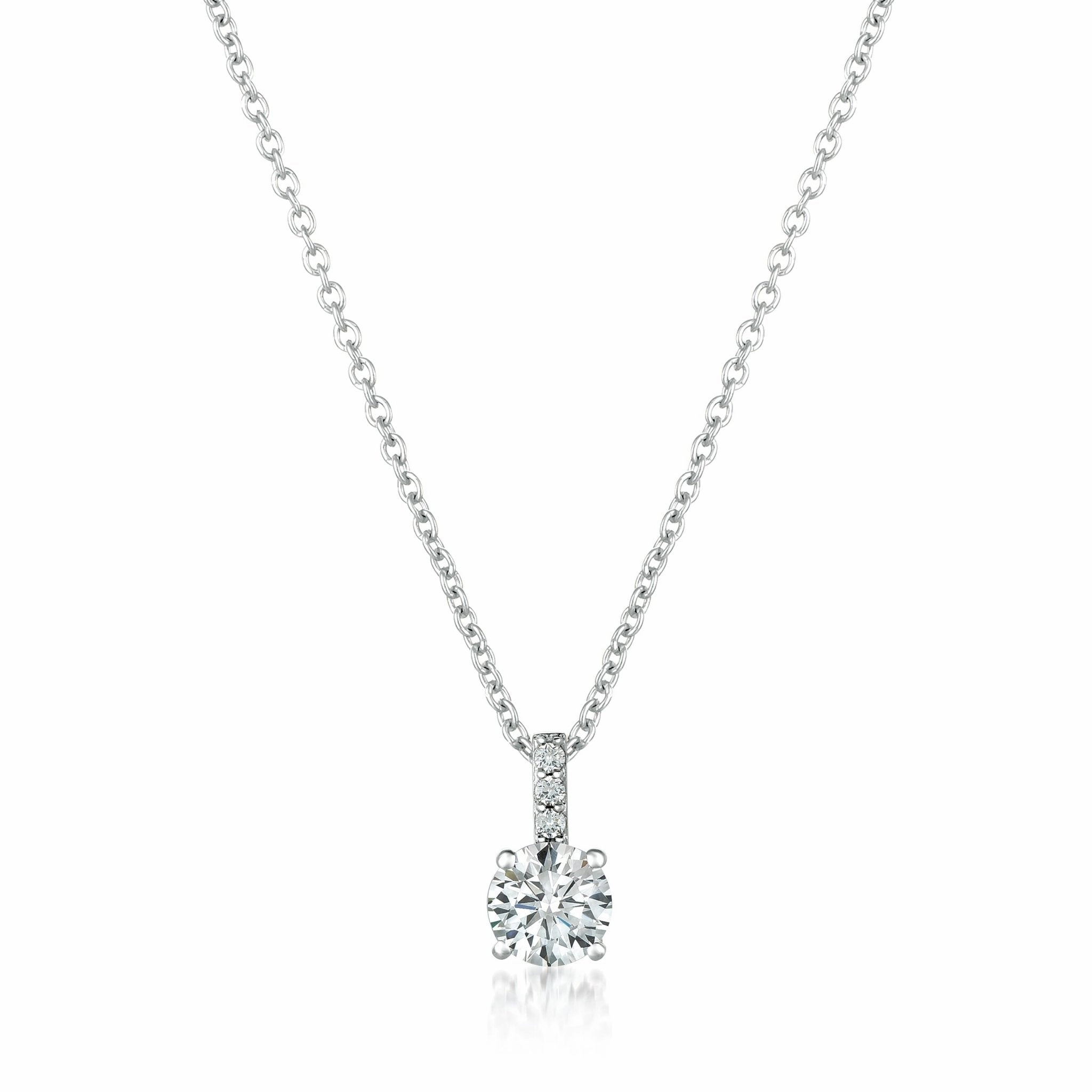 Accented 1ct Brilliant Pendant Finished in Platinum