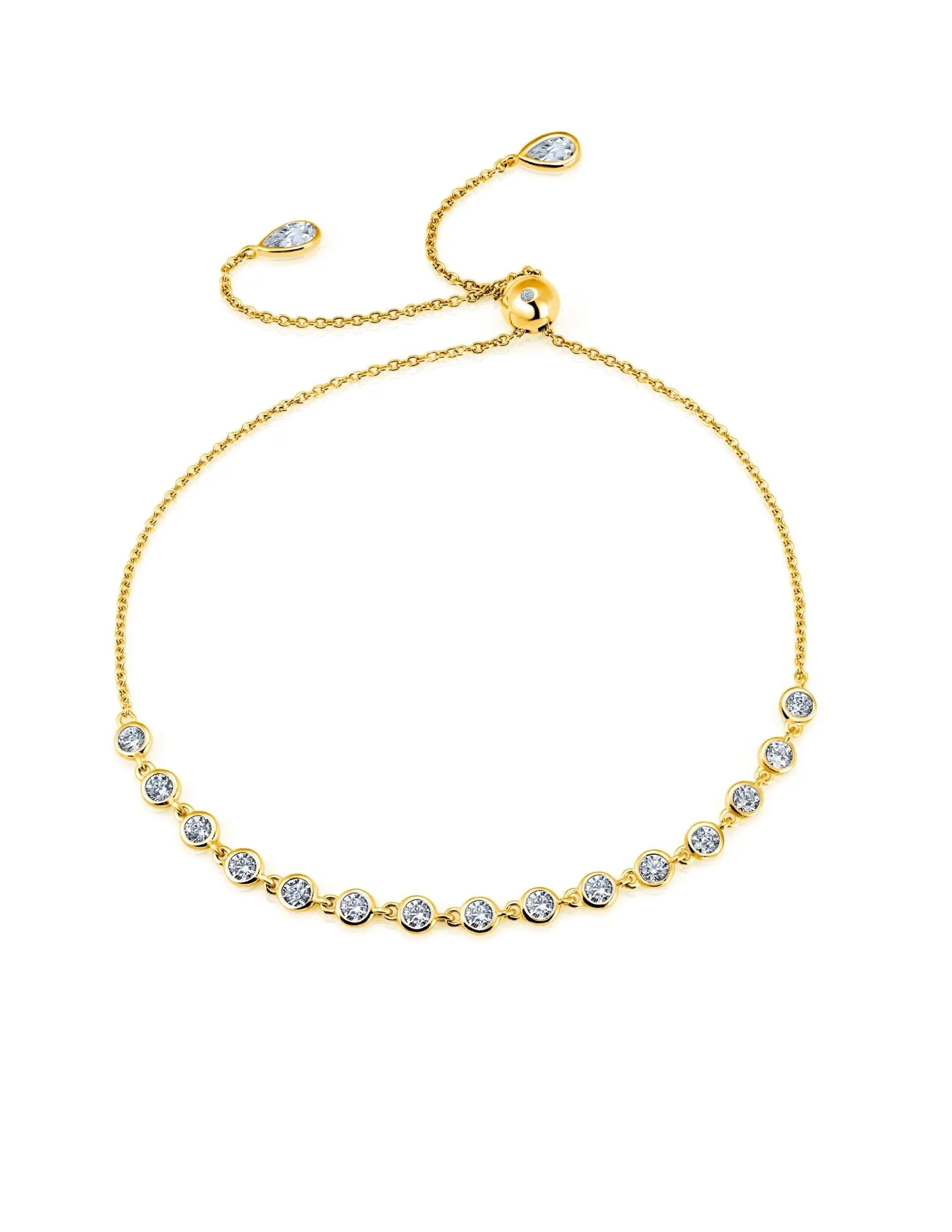 Adjustable Bezel Bracelet Finished in 18kt Yellow Gold