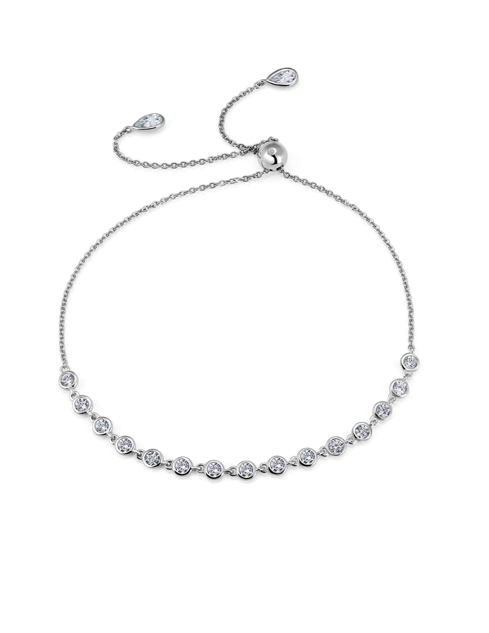 Adjustable Bezel Bracelet Finished in Pure Platinum