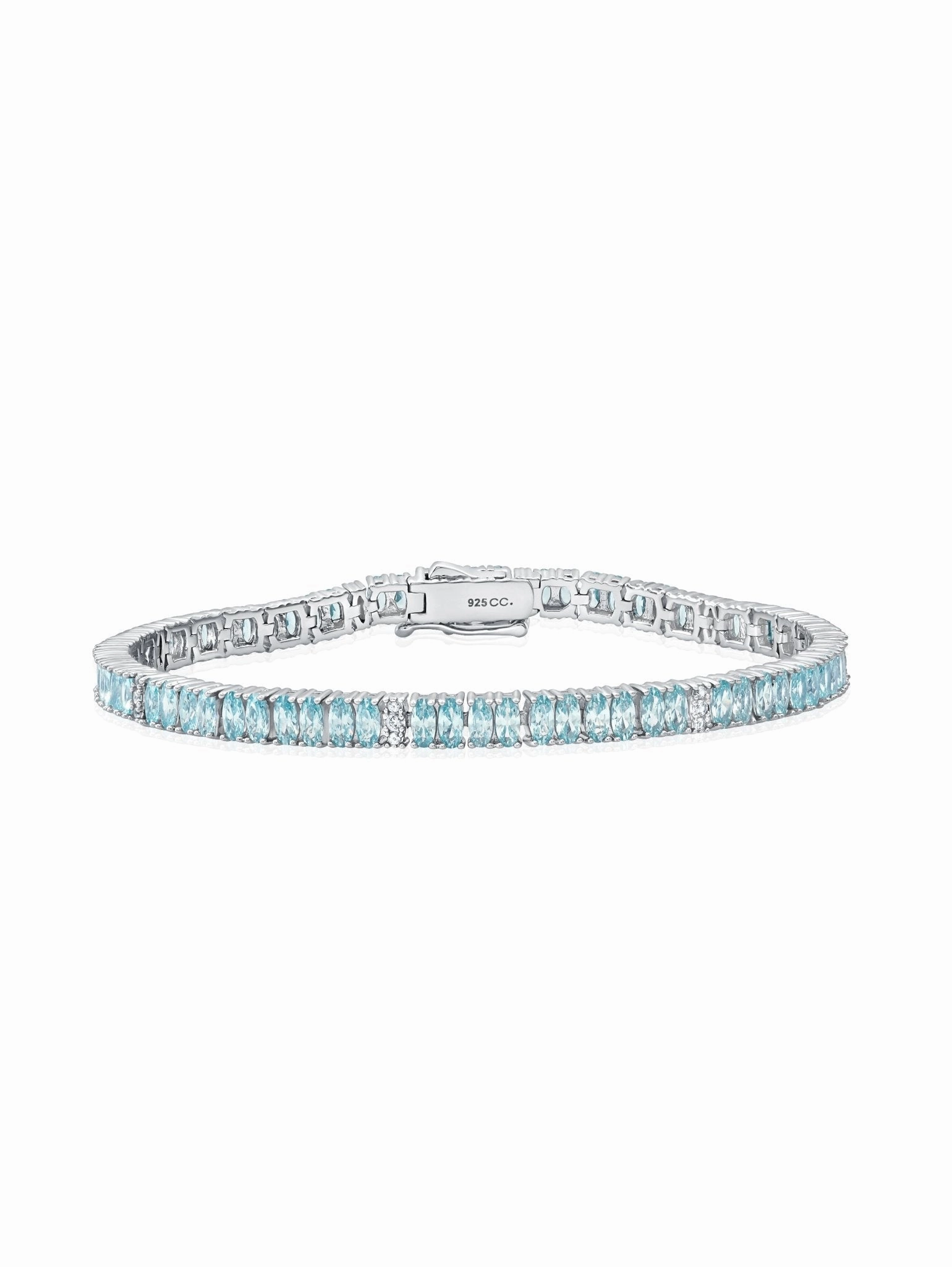Aqua Hues Tennis Bracelet in Platinum