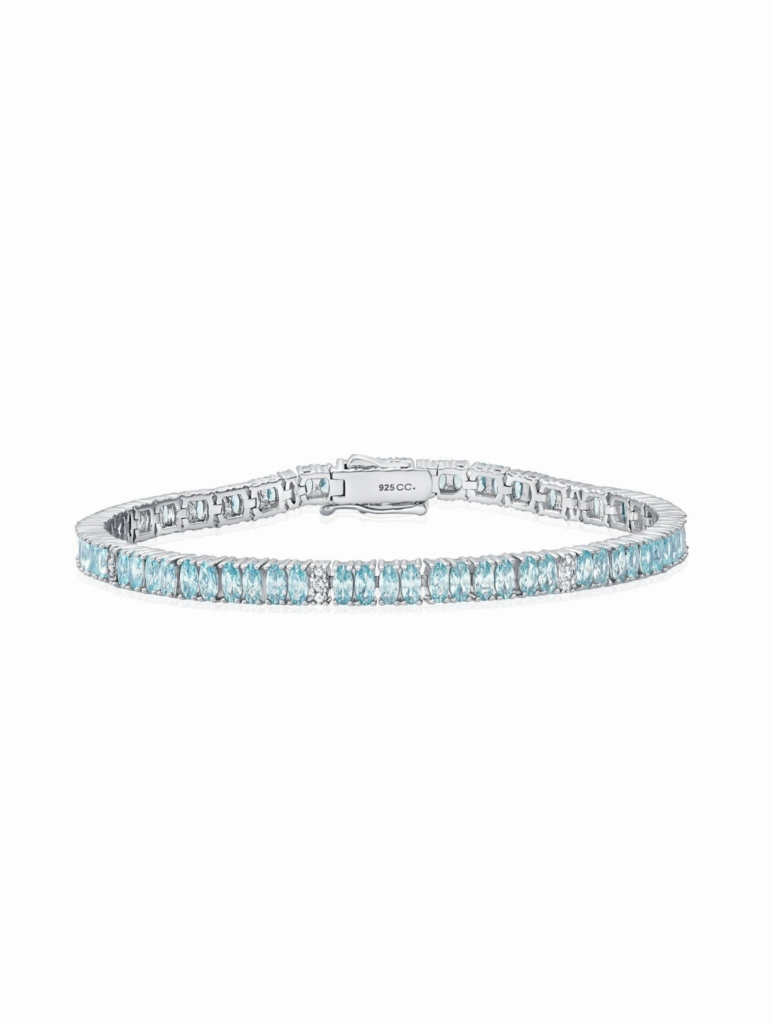 Aqua Hues Tennis Bracelet in Platinum