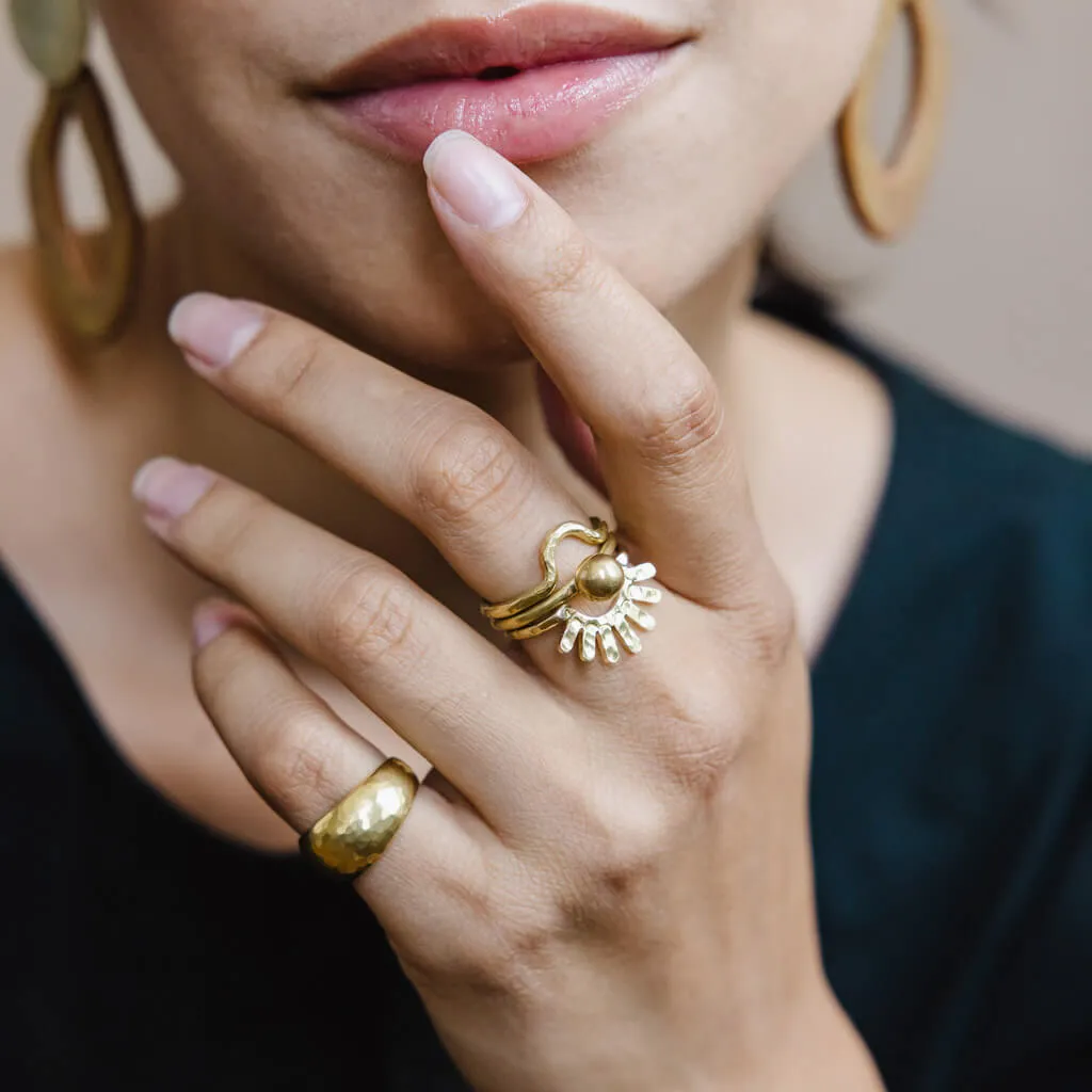 Arch Stacking Ring - Hammered Brass