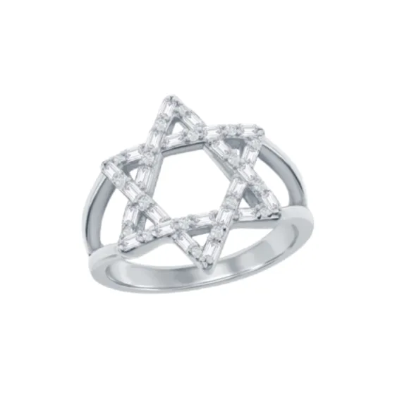 Baguette Star of David Ring