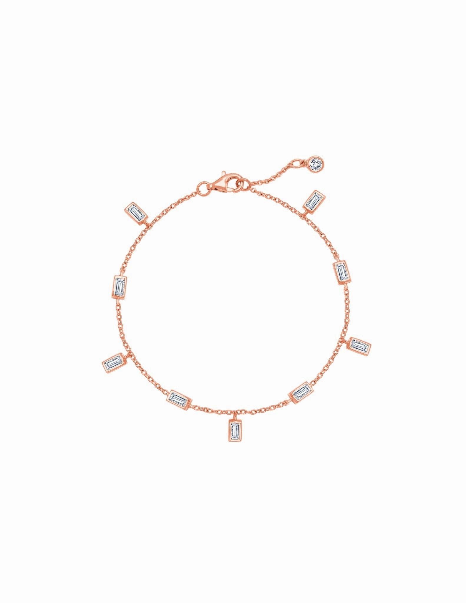 Baguette Anklet Finished in 18kt Rose Gold