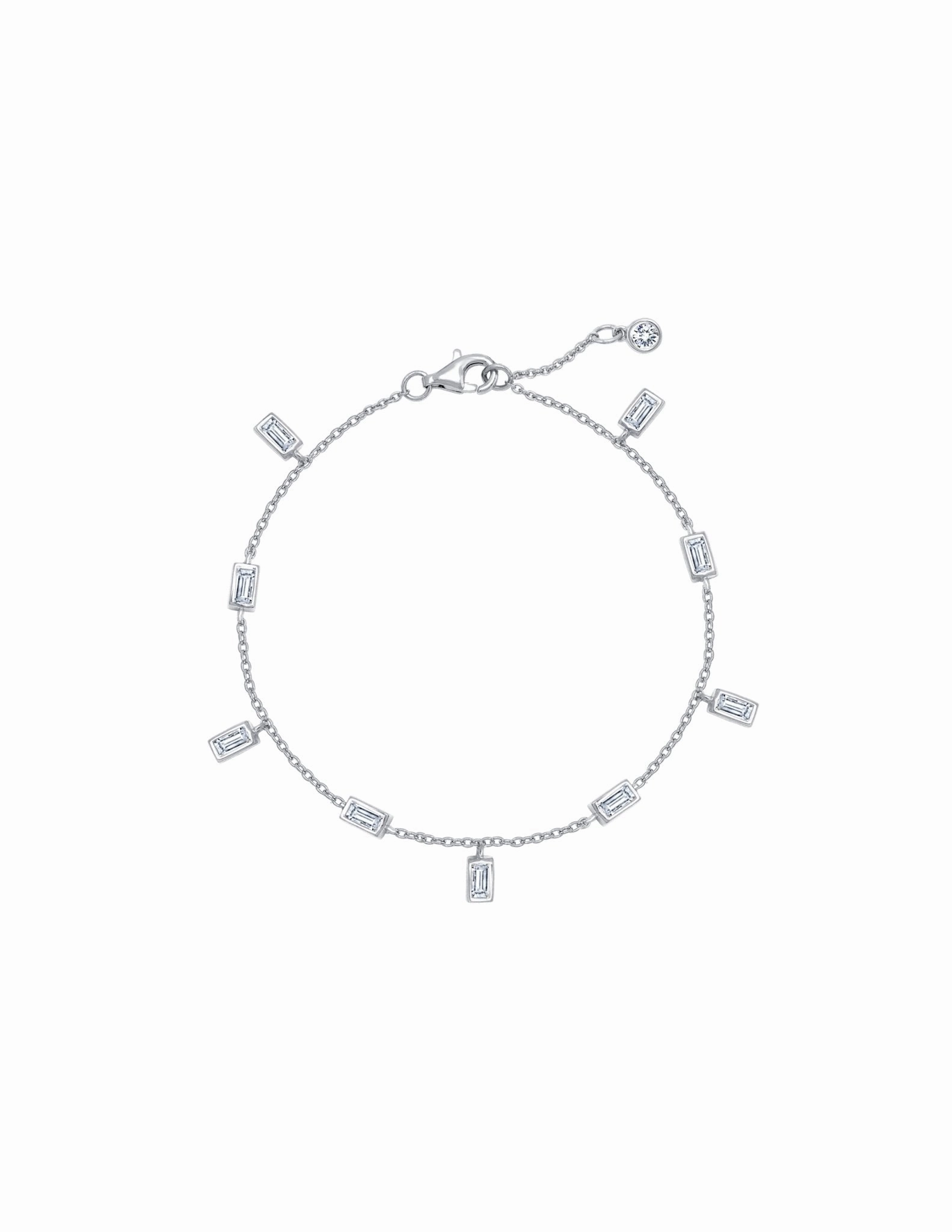Baguette Anklet Finished in Pure Platinum