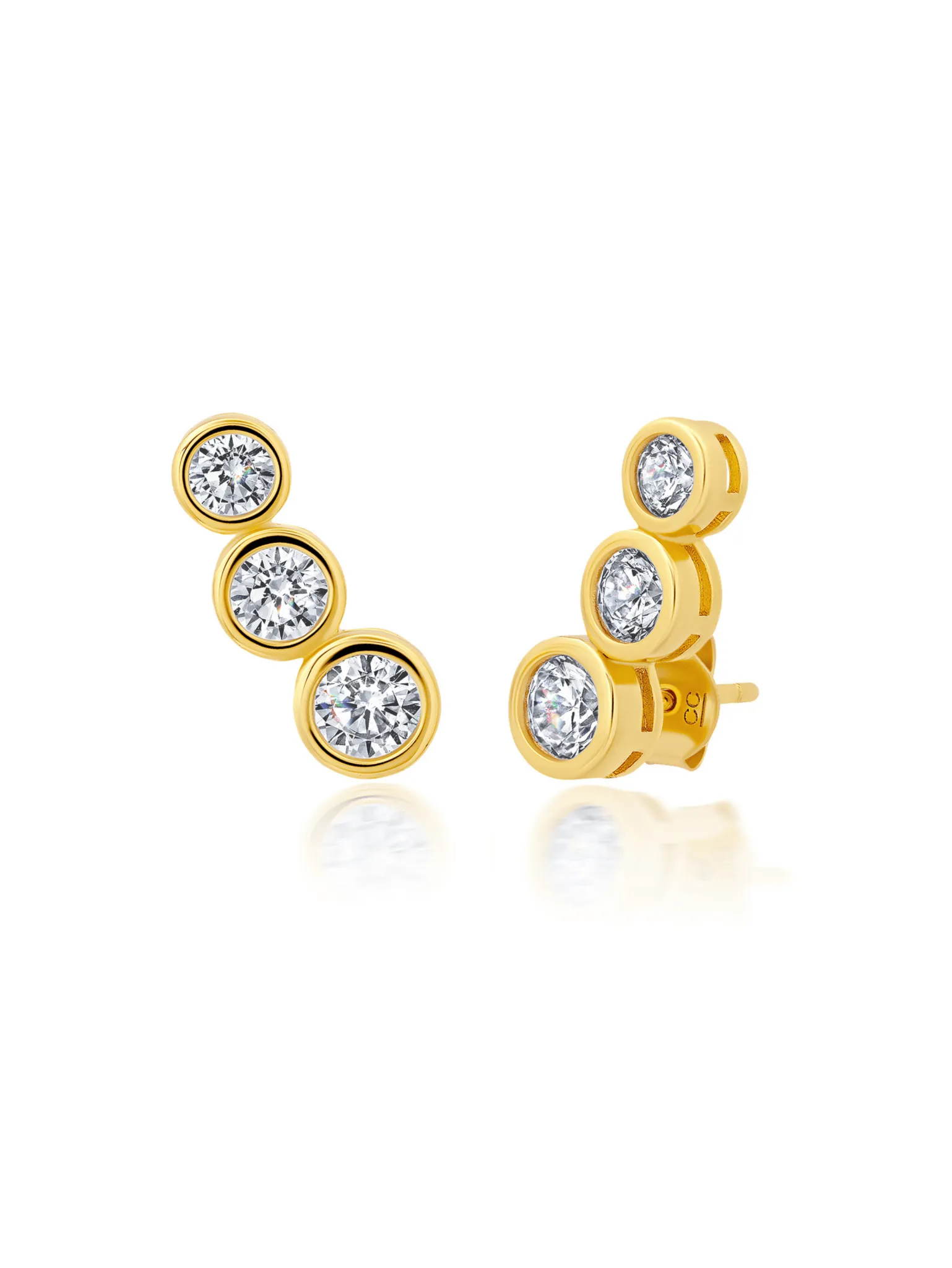 Bezel Climber Earrings in Gold