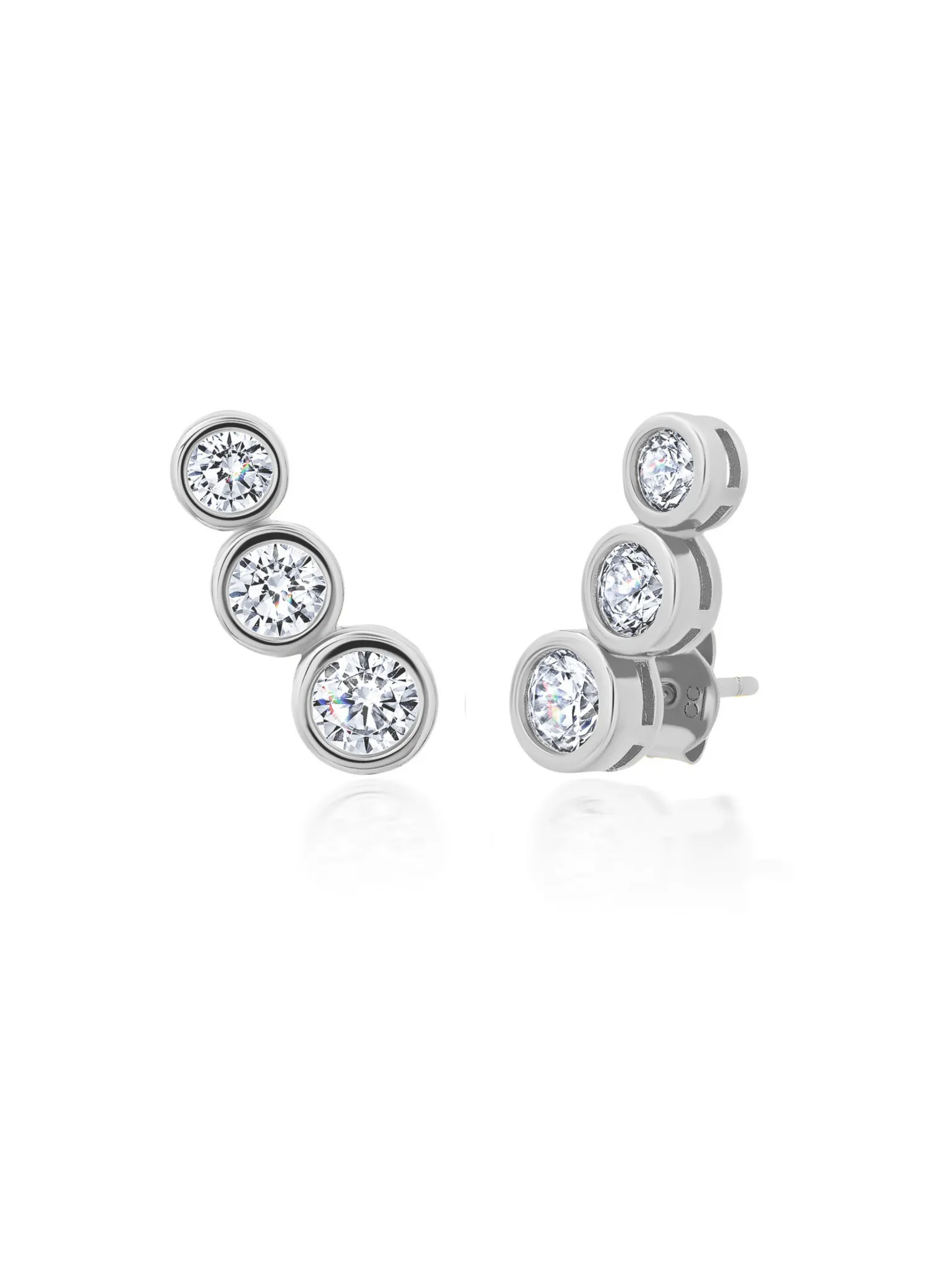 Bezel Climber Earrings in Platinum