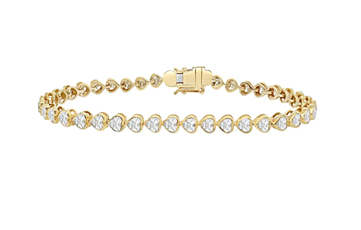 Bezel Heart Shape Tennis Bracelet