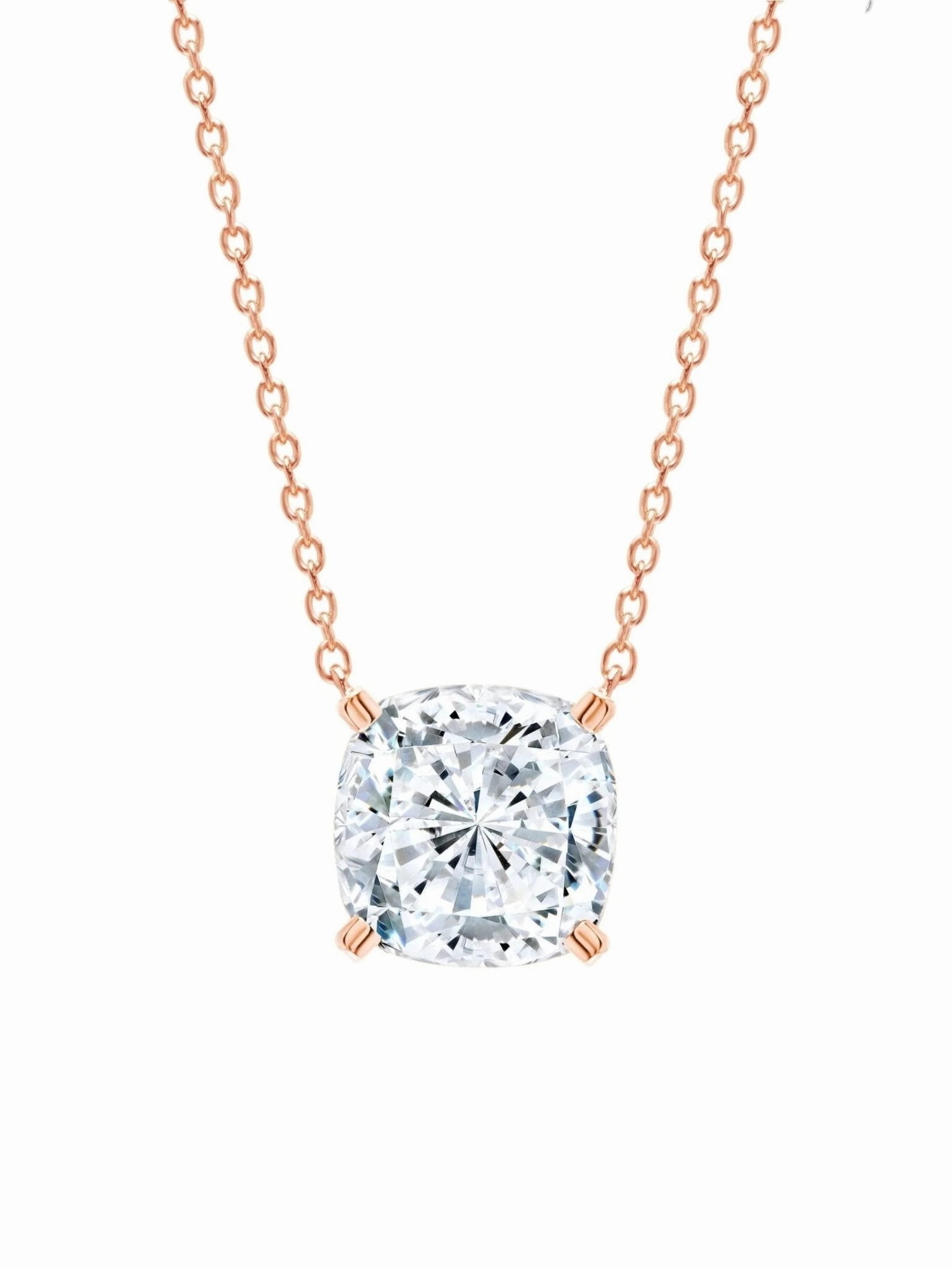 Bliss Cushion Cut Necklace Finished in 18kt Rose Gold