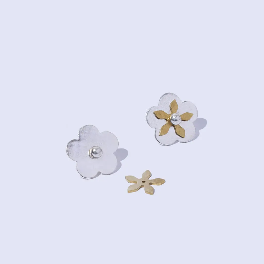 Blossom Convertible Earrings - Brass   Sterling Silver