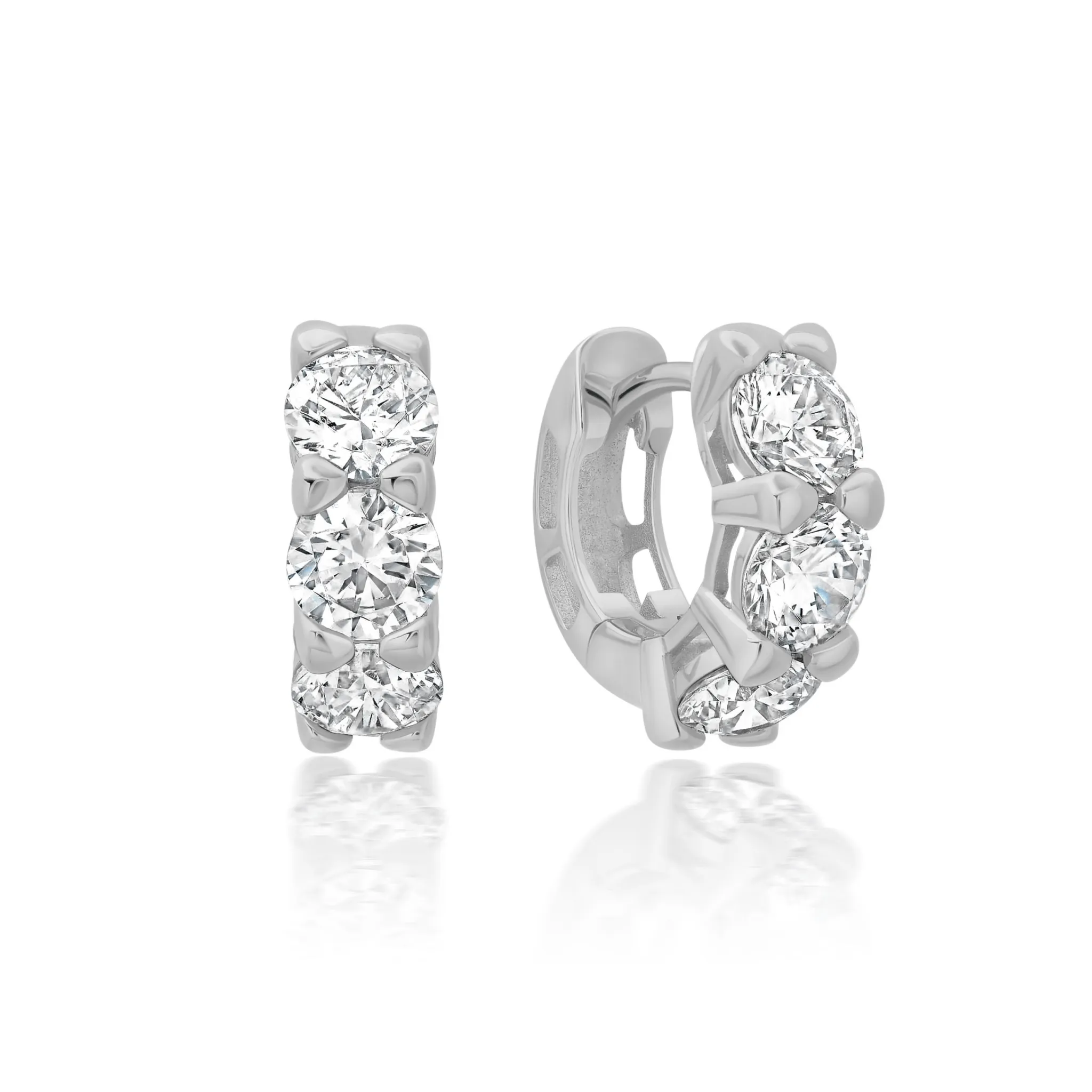 Brilliant Huggie Hoops Finished in Platinum
